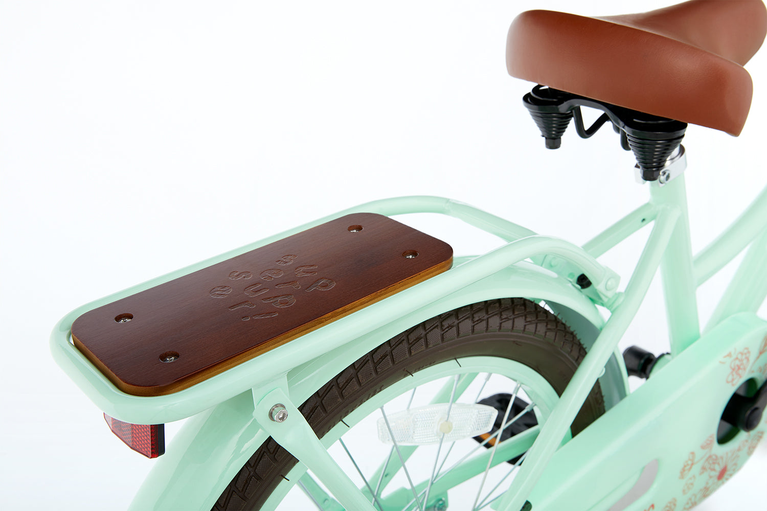 SuperSuper Cooper Bamboo 18 Inch Kinderfiets Pistache – Lichtgewicht & Milieuvriendelijke Kinderfiets met Betrouwbare Remmen - AE-trading