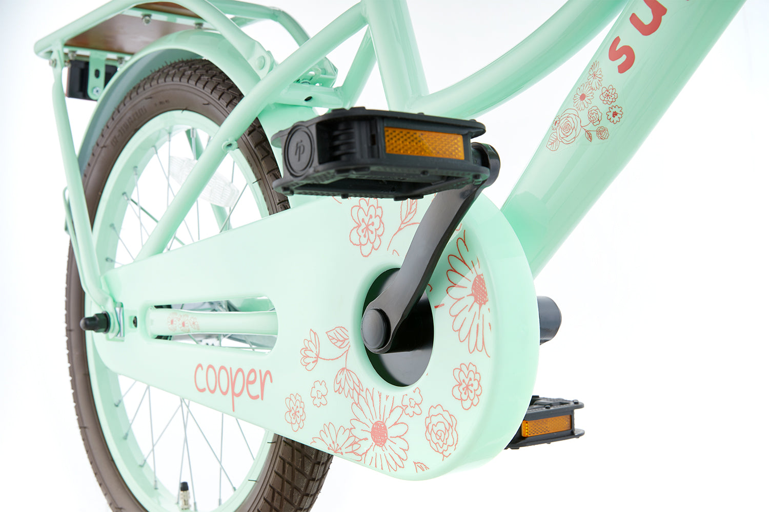SuperSuper Cooper Bamboo 18 Inch Kinderfiets Pistache – Lichtgewicht & Milieuvriendelijke Kinderfiets met Betrouwbare Remmen - AE-trading