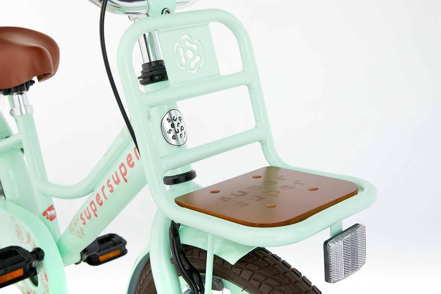 SuperSuper Cooper Bamboo 18 Inch Kinderfiets Pistache – Lichtgewicht & Milieuvriendelijke Kinderfiets met Betrouwbare Remmen - AE-trading