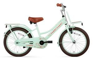 SuperSuper Cooper Bamboo 18 Inch Kinderfiets Pistache – Lichtgewicht & Milieuvriendelijke Kinderfiets met Betrouwbare Remmen - AE-trading