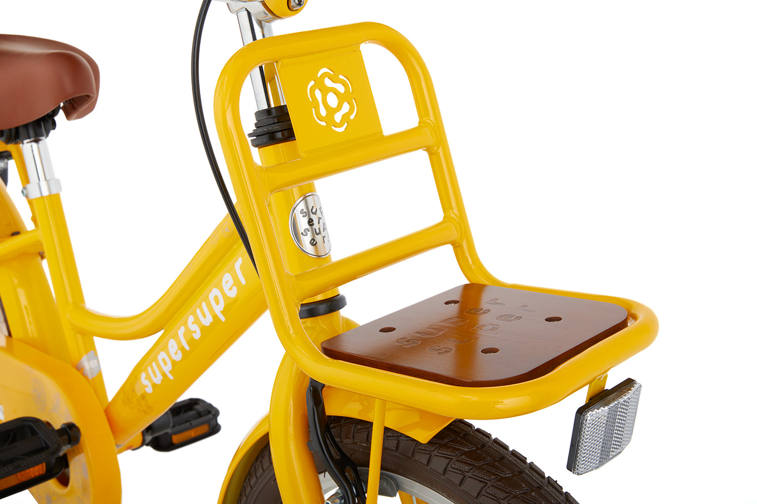 SuperSuper Cooper Bamboo 18 Kinderfiets Geel – Veilig & Praktisch Ontworpen Kinderfiets met Aluminium Frame en Comfortabel Zadel - AE-trading