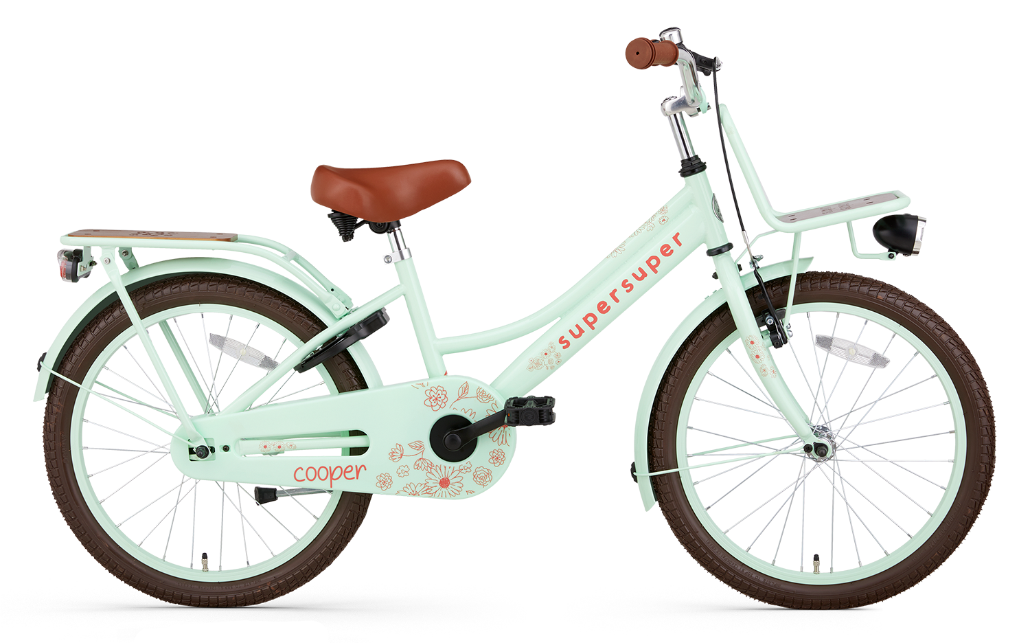 SuperSuper Cooper Bamboo 20 Kinderfiets Pistache – Comfortabele Kinderfiets met Betrouwbare Naafversnelling en Duurzaam Frame - AE-trading