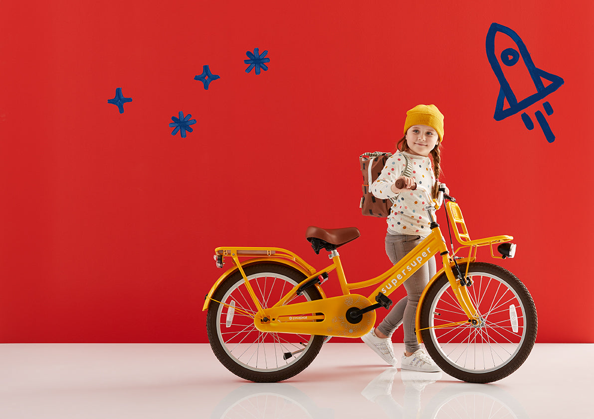 SuperSuper Cooper Bamboo 20 Kinderfiets Geel – Robuuste & Veilige Kinderfiets met Aluminium Frame en Stevige Zijwieltjes - AE-trading