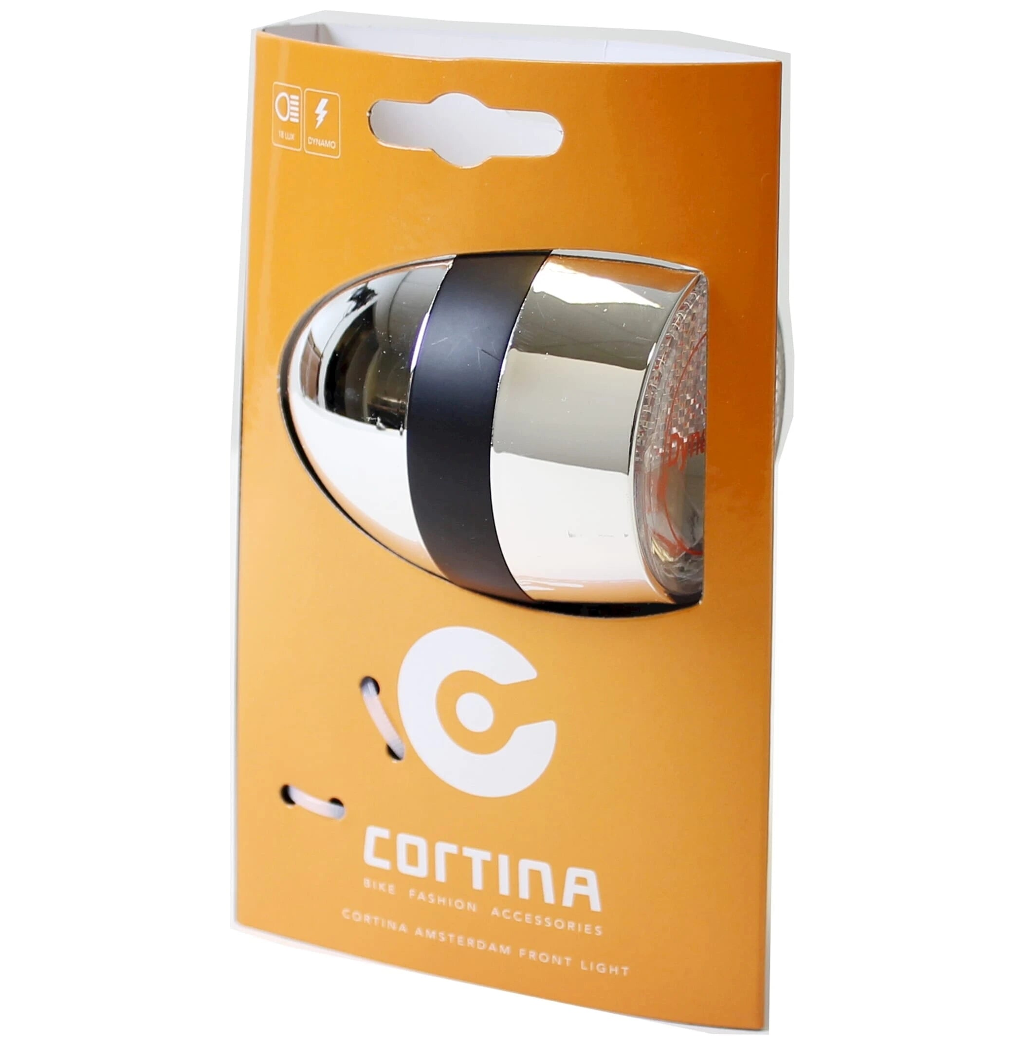 Cortina koplamp Amsterdam dynamo chroom/zwart - AE-trading