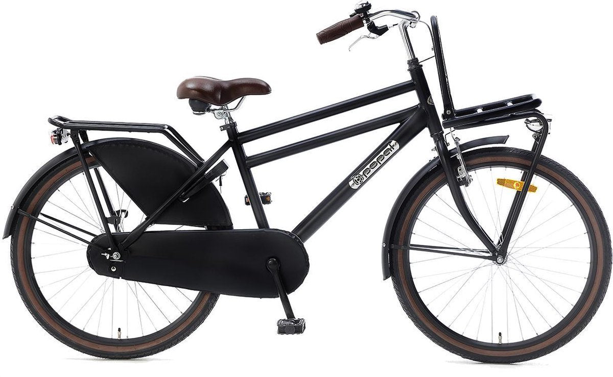 Popal Daily Dutch Basic 24 Inch Transportfiets Mat Zwart Met LED Verlichting - AE-trading