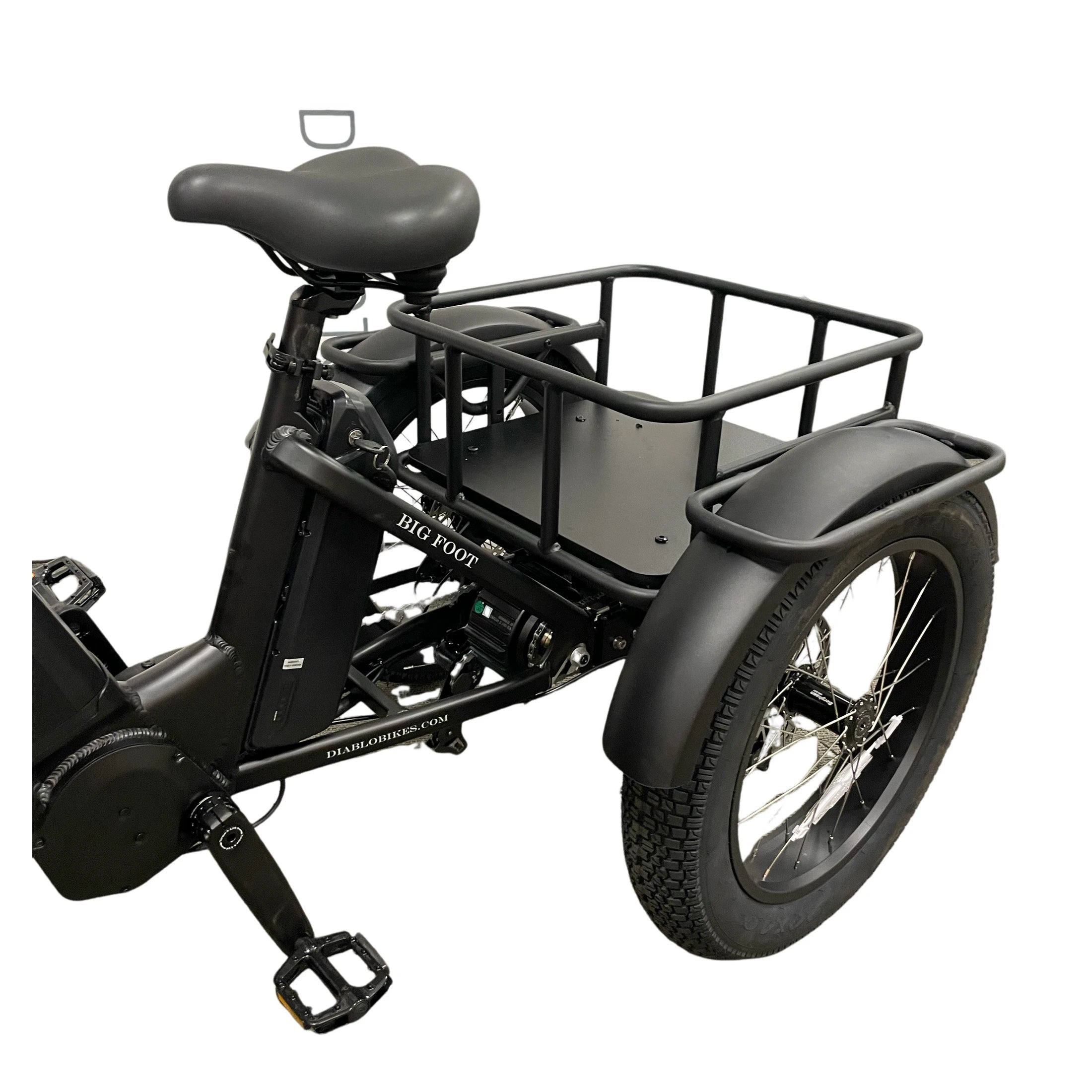 Diablo Big Foot Fatbike Driewieler Fiets Elektrisch Cargo - Mat zwart - Twee accu's - AE-trading