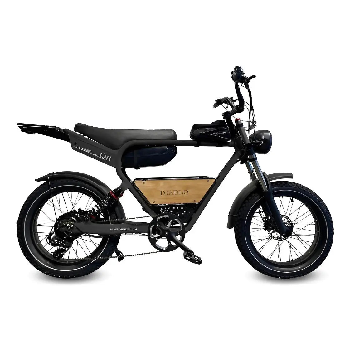 Diablo Q6 Fatbike 7RD Shimano Versnellingen en Hydraulische remmen inclusief alle accessoires - Mat zwart - AE-trading