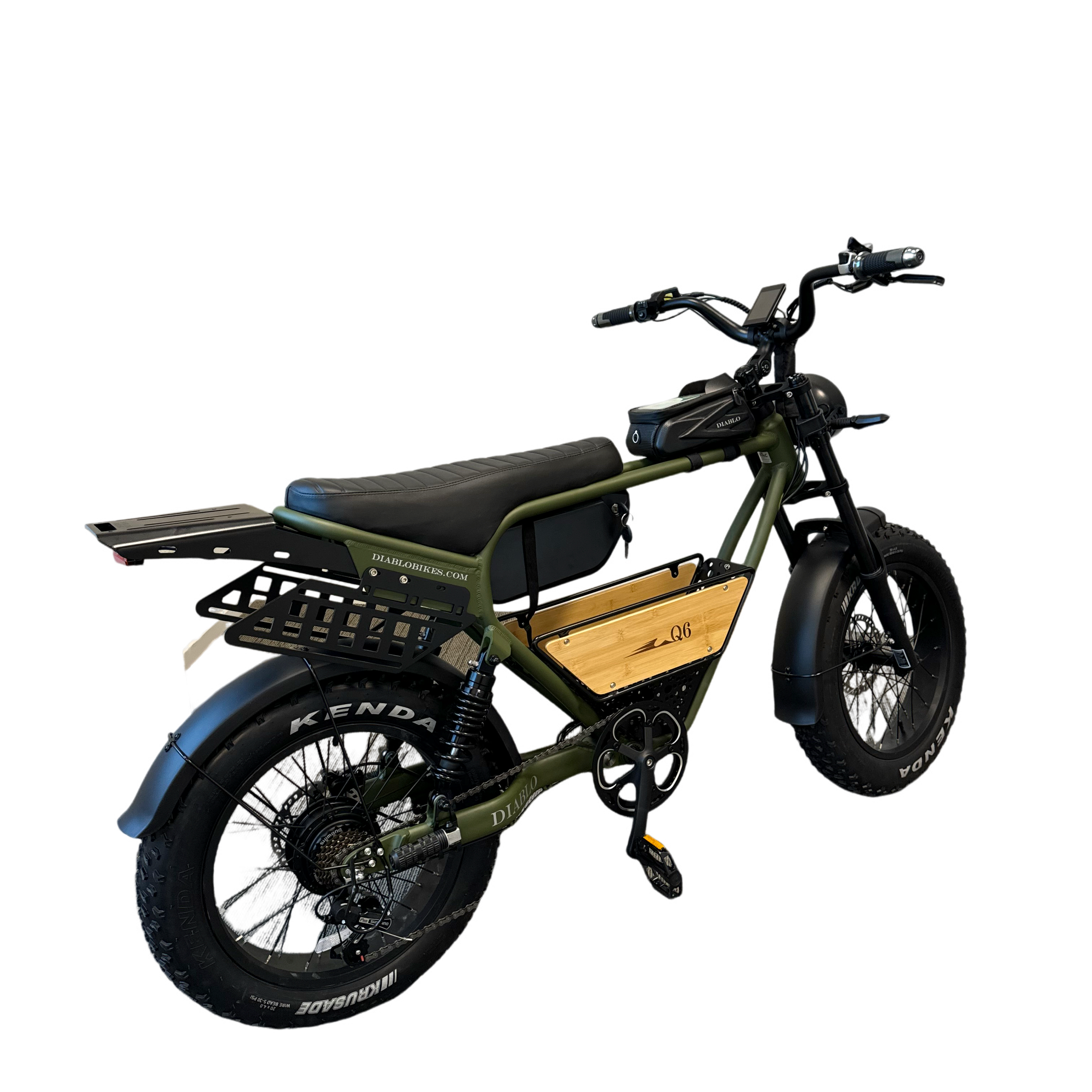 Diablo Q6 Fatbike 7RD Shimano en Hydraulische remmen met alle Accessoires - Mat Groen - AE-trading