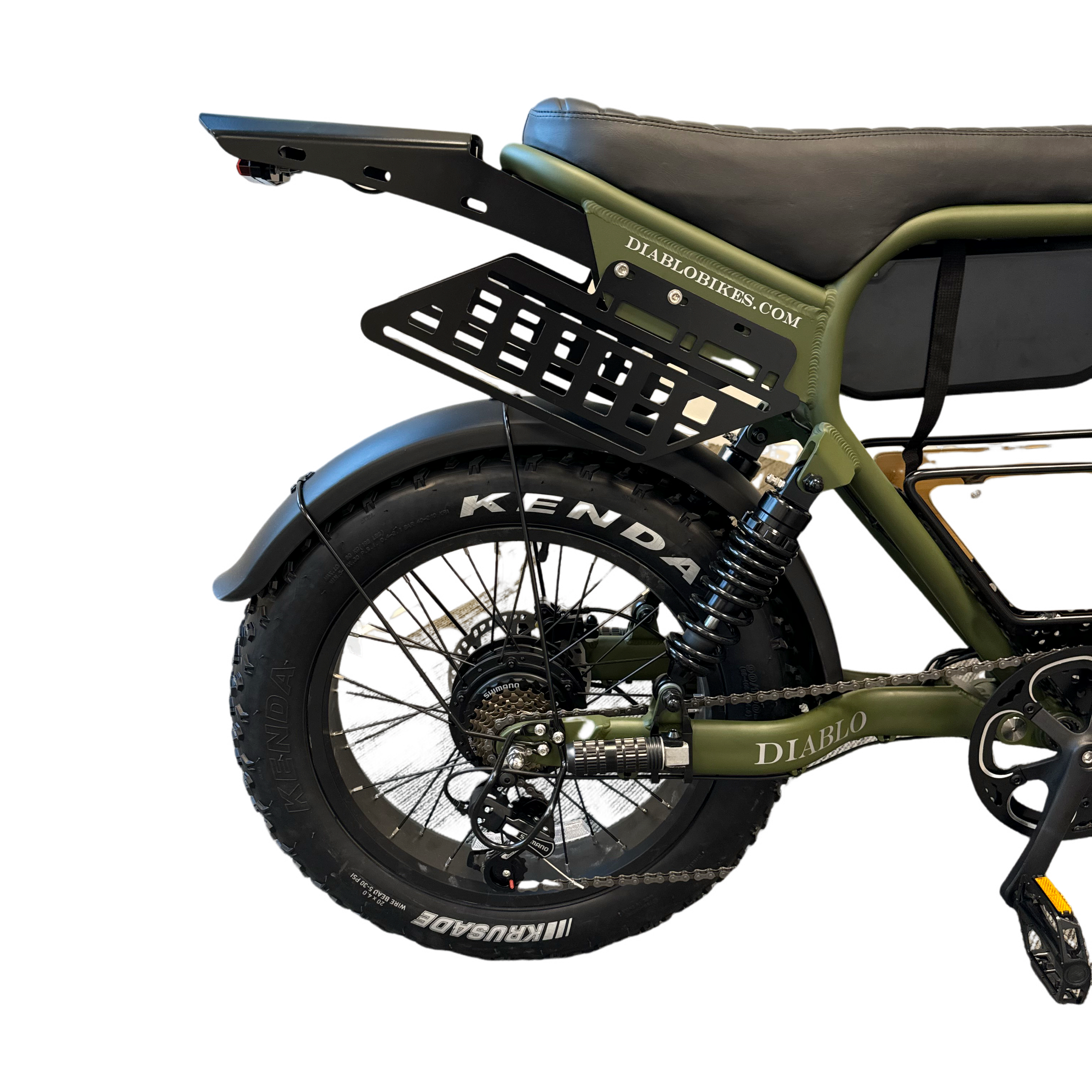 Diablo Q6 Fatbike 7RD Shimano en Hydraulische remmen met alle Accessoires - Mat Groen - AE-trading