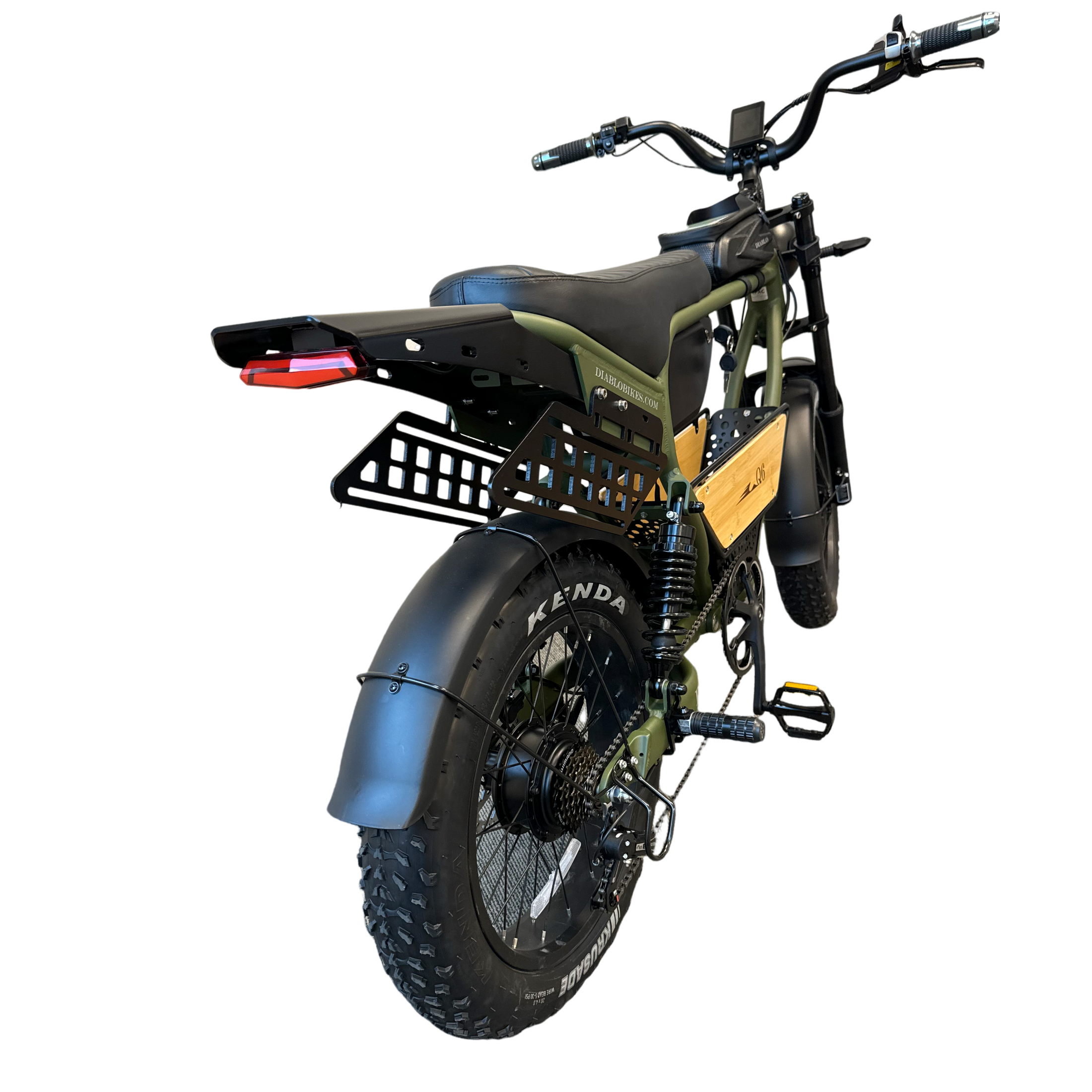 Diablo Q6 Fatbike 7RD Shimano en Hydraulische remmen met alle Accessoires - Mat Groen - AE-trading