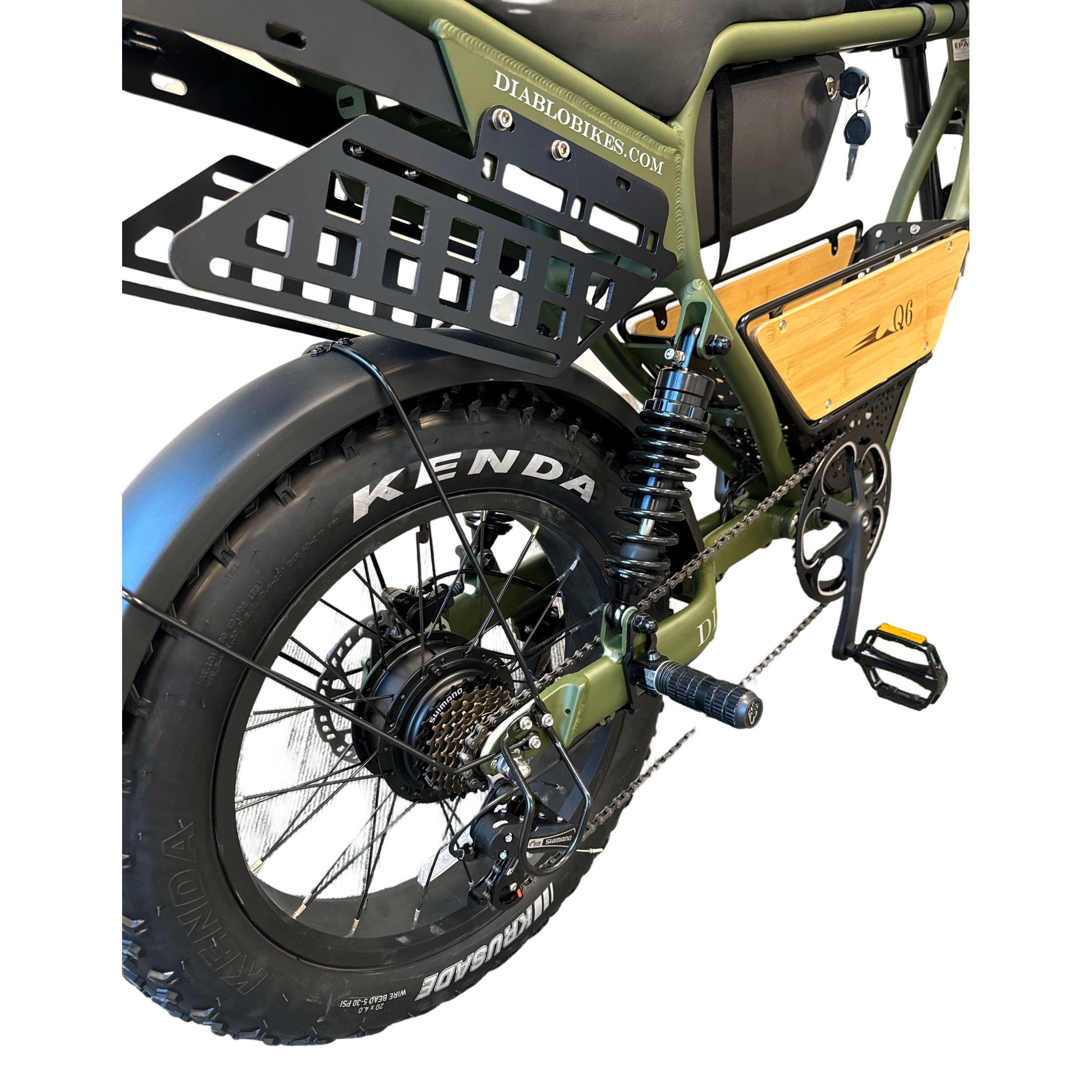 Diablo Q6 Fatbike 7RD Shimano en Hydraulische remmen met alle Accessoires - Mat Groen - AE-trading