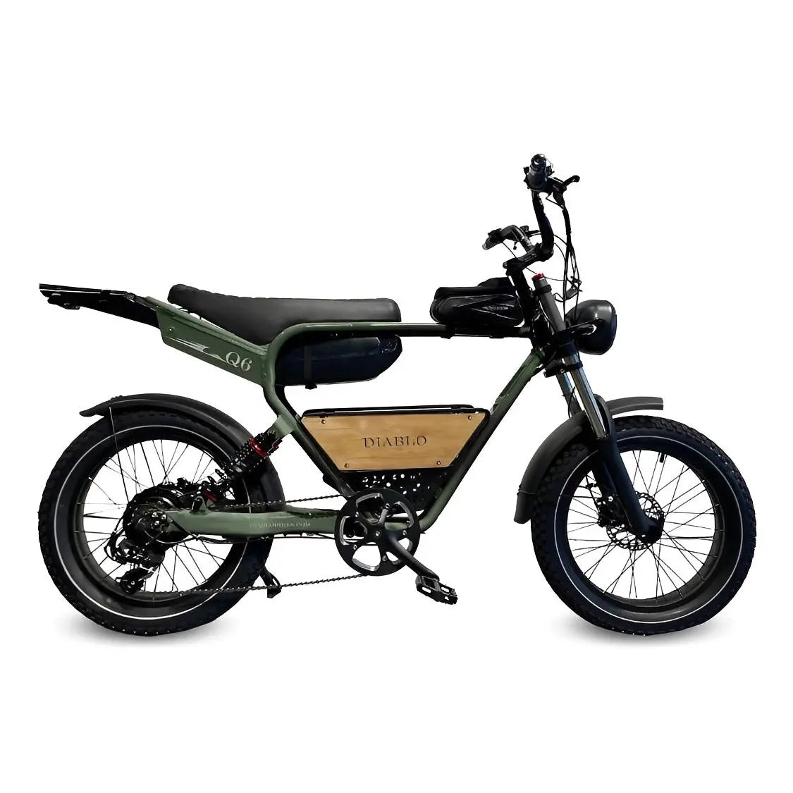 Diablo Q6 Fatbike 7RD Shimano en Hydraulische remmen met alle Accessoires - Mat Groen - AE-trading