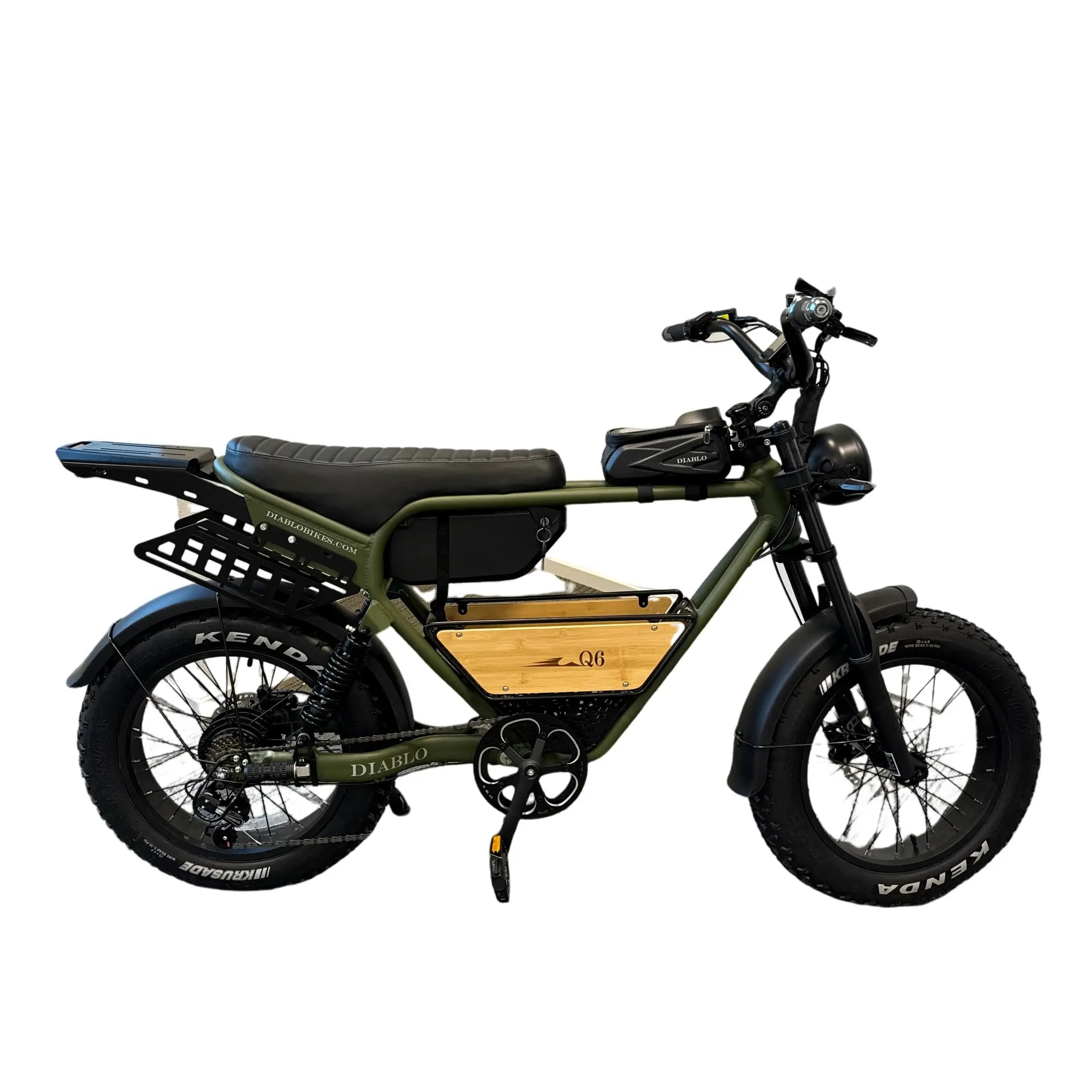 Diablo Q6 Fatbike 7RD Shimano en Hydraulische remmen met alle Accessoires - Mat Groen - AE-trading