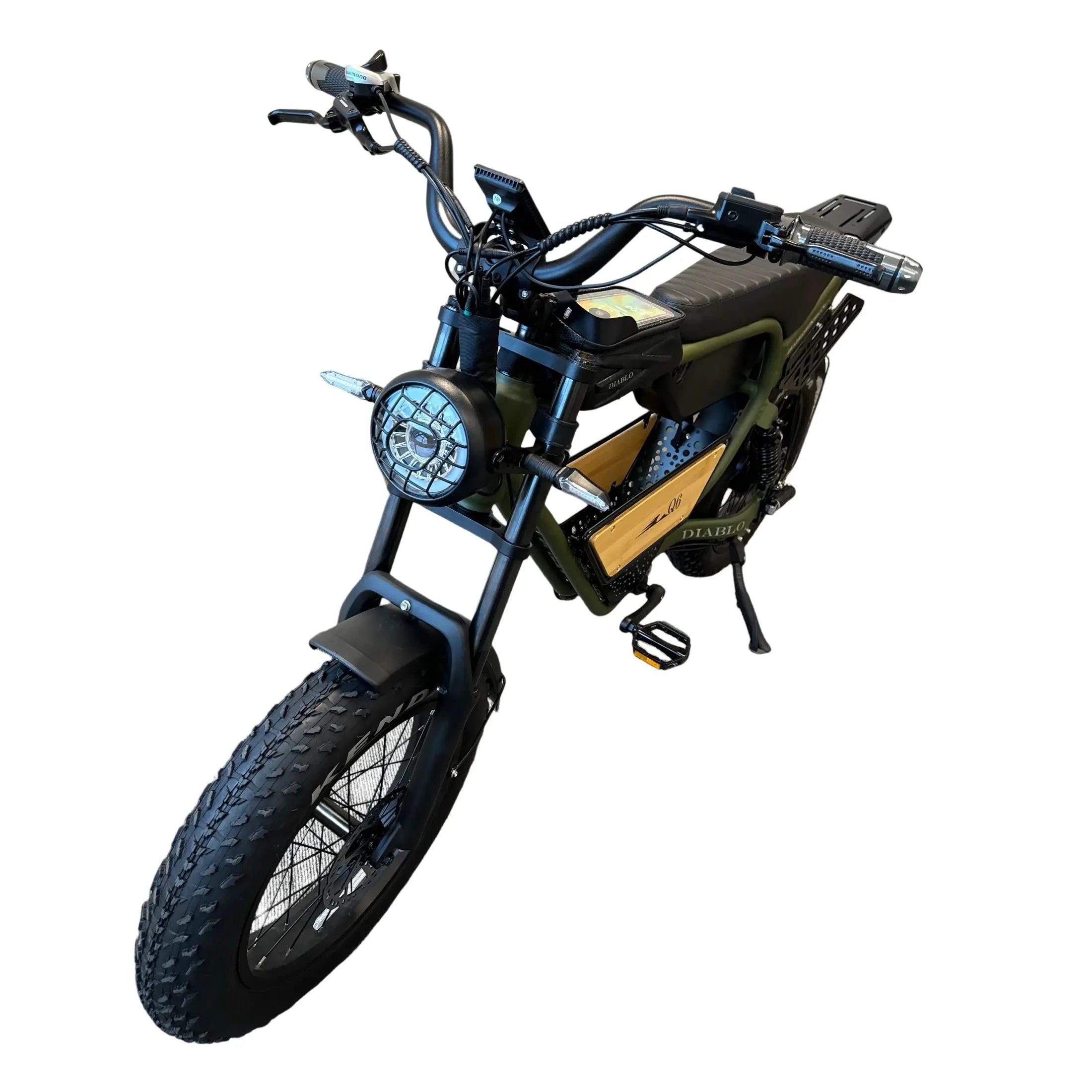 Diablo Q6 Fatbike 7RD Shimano en Hydraulische remmen met alle Accessoires - Mat Groen - AE-trading