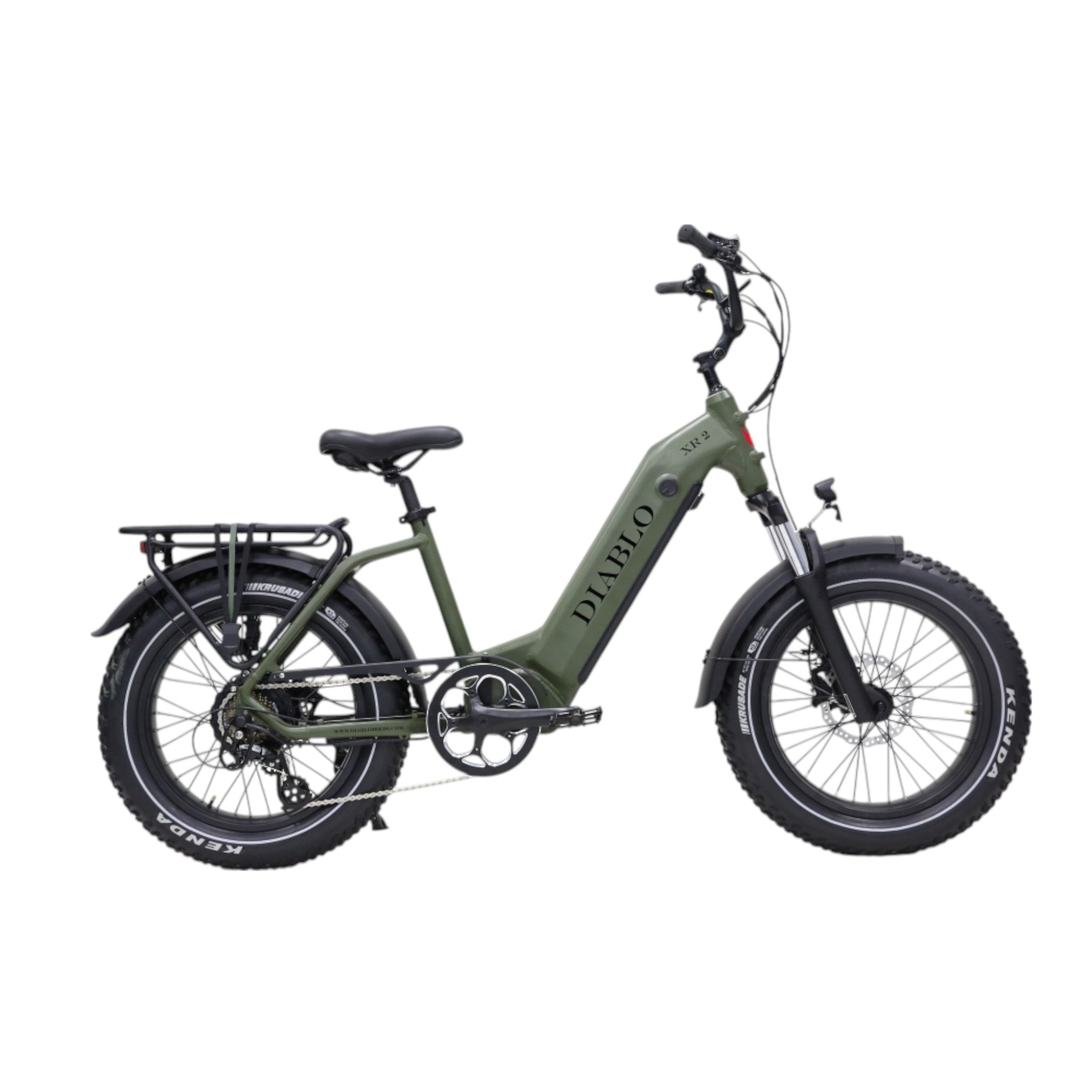 Diablo XR2 - Fatbike - Mat Groen - 20 inch - 160 kg Draagvermogen - Accu Vermogen 15.6 Ah - Hydraulische Remmen - 250W AKM Middenmotor - Shimano 7 Versnellingen
