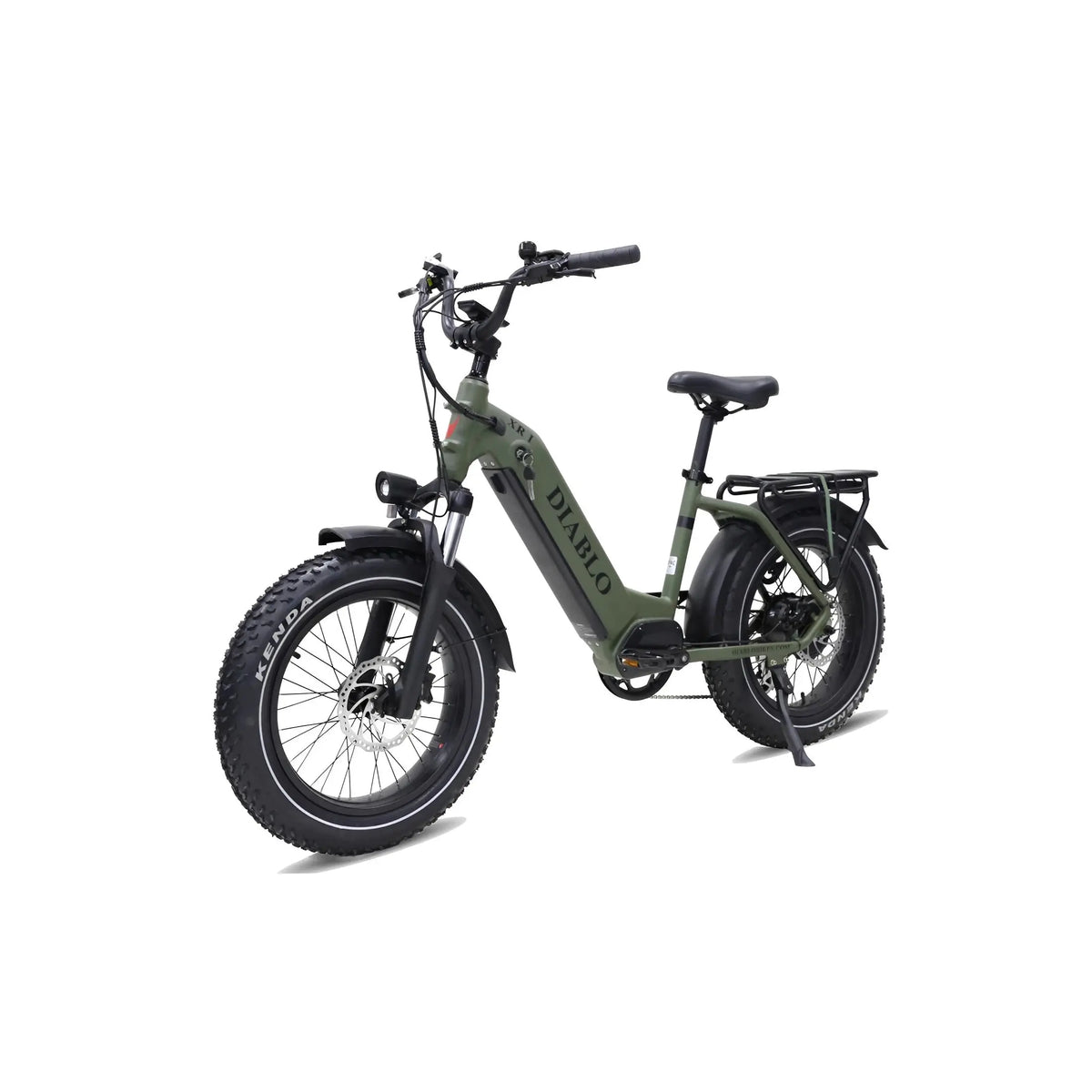 Diablo XR2 - Fatbike - Mat Groen - 20 inch - 160 kg Draagvermogen - Accu Vermogen 15.6 Ah - Hydraulische Remmen - 250W AKM Middenmotor - Shimano 7 Versnellingen - AE-trading