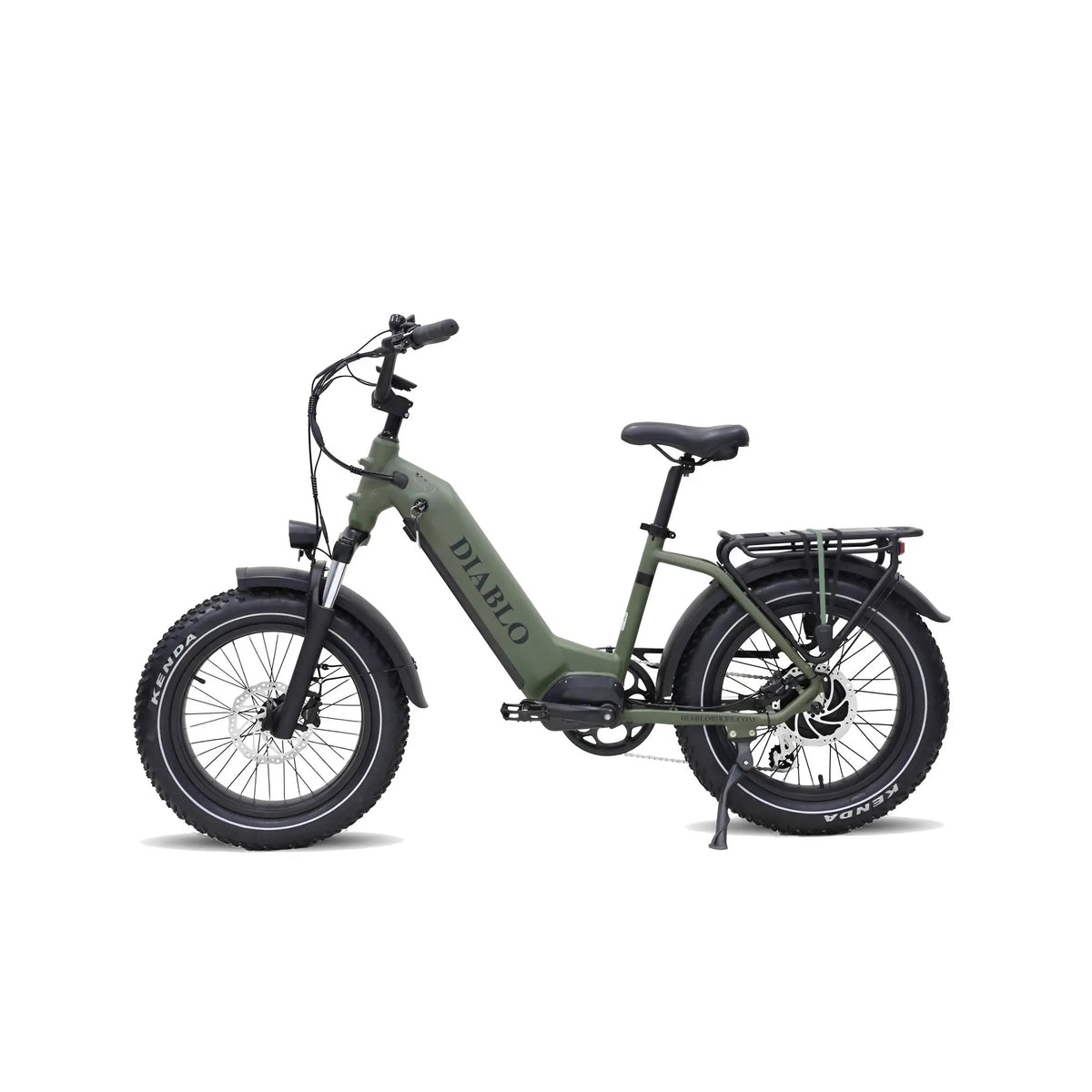 Diablo XR2 - Fatbike - Mat Groen - 20 inch - 160 kg Draagvermogen - Accu Vermogen 15.6 Ah - Hydraulische Remmen - 250W AKM Middenmotor - Shimano 7 Versnellingen - AE-trading
