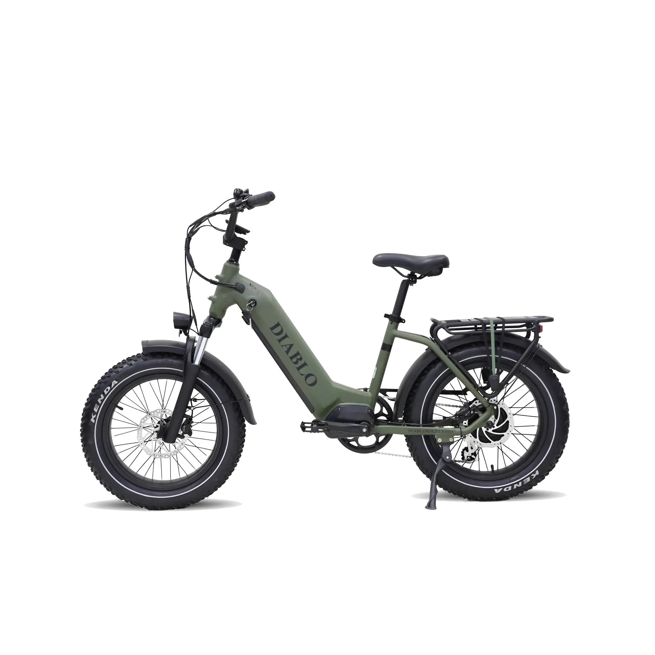 Diablo XR2 - Fatbike - Mat Groen - 20 inch - 160 kg Draagvermogen - Accu Vermogen 15.6 Ah - Hydraulische Remmen - 250W AKM Middenmotor - Shimano 7 Versnellingen - AE-trading