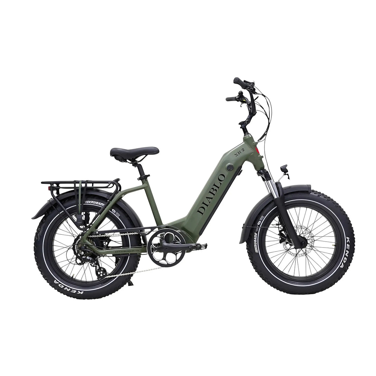 Diablo XR2 - Fatbike - Mat Groen - 20 inch - 160 kg Draagvermogen - Accu Vermogen 15.6 Ah - Hydraulische Remmen - 250W AKM Middenmotor - Shimano 7 Versnellingen - AE-trading