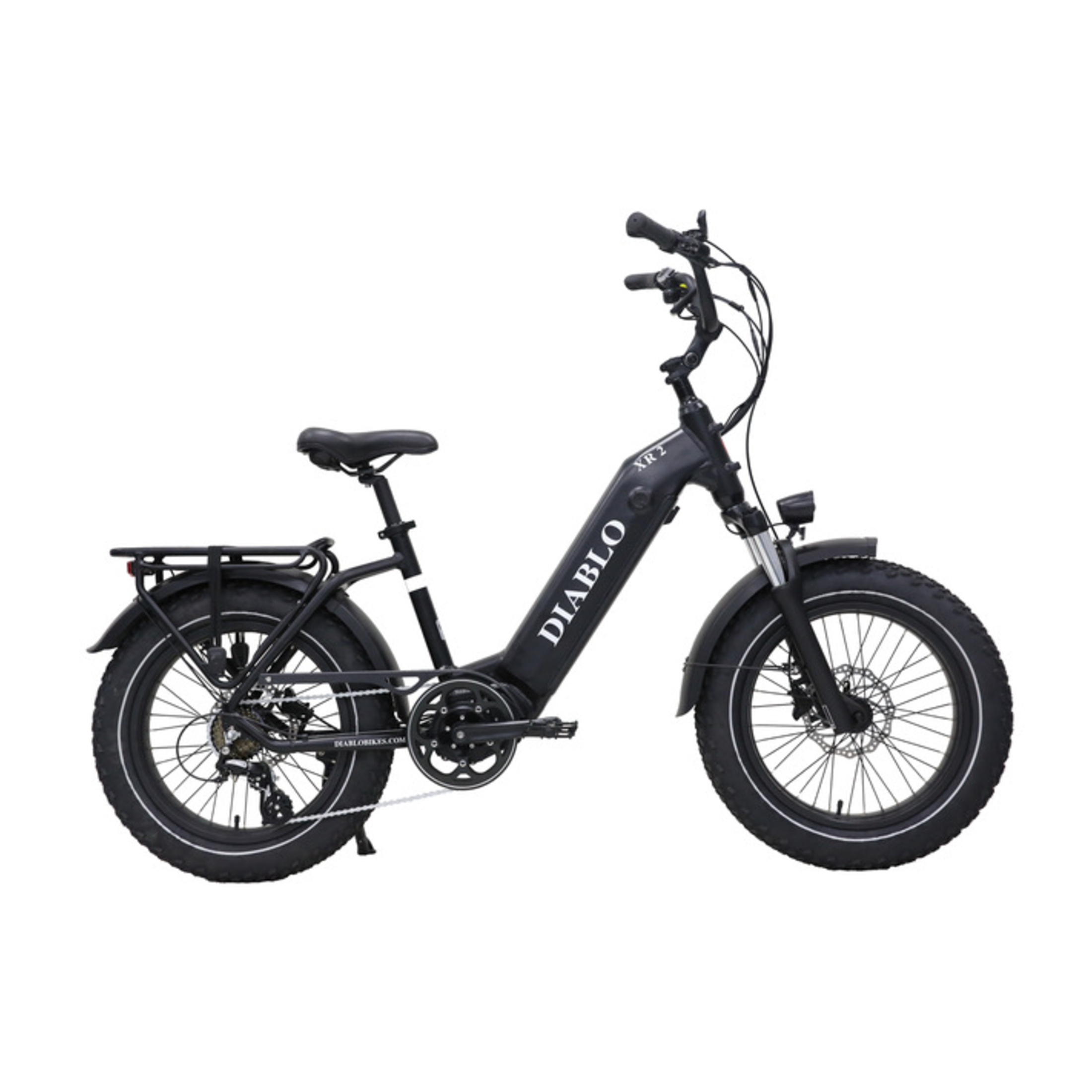 Diablo XR2 - Fatbike - Mat Zwart - 20 inch - 160 kg Draagvermogen - Accu Vermogen 15.6 Ah - Hydraulische Remmen - 250W AKM Middenmotor - Shimano 7 Versnellingen