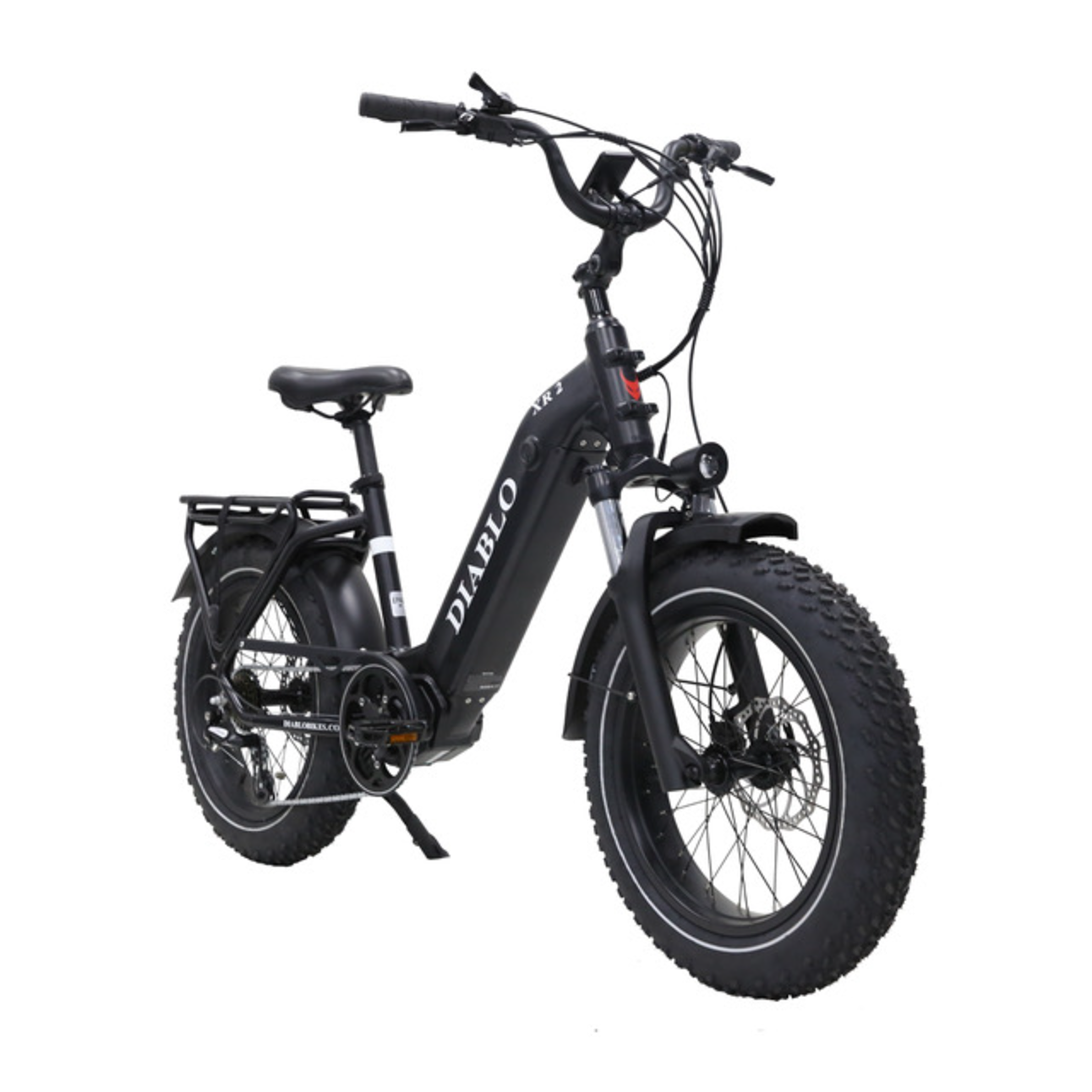 Diablo XR2 - Fatbike - Mat Zwart - 20 inch - 160 kg Draagvermogen - Accu Vermogen 15.6 Ah - Hydraulische Remmen - 250W AKM Middenmotor - Shimano 7 Versnellingen