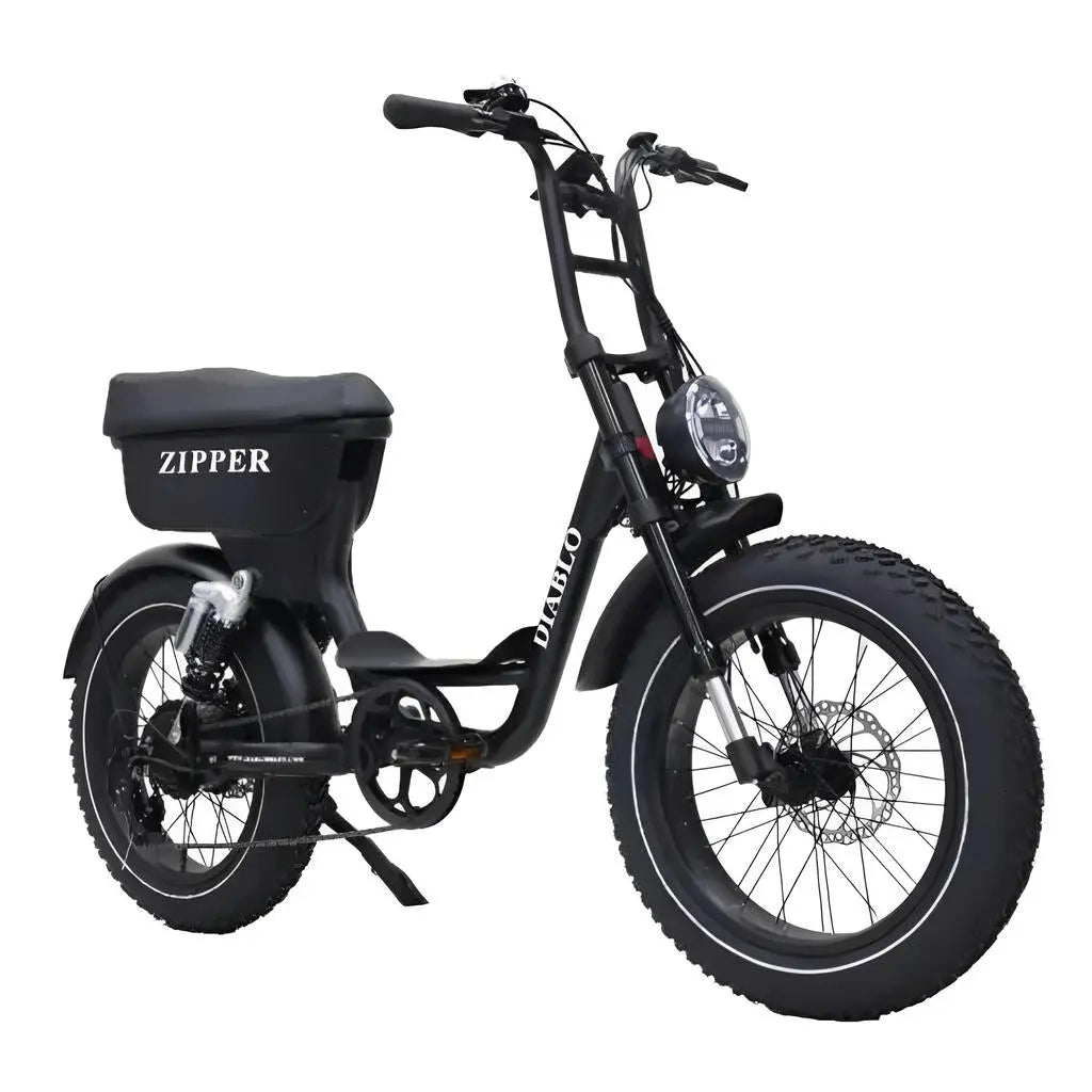 Diablo Zipper Fatbike 7SP Shimano Versnellingen en Achtervering - Mat zwart - AE-trading