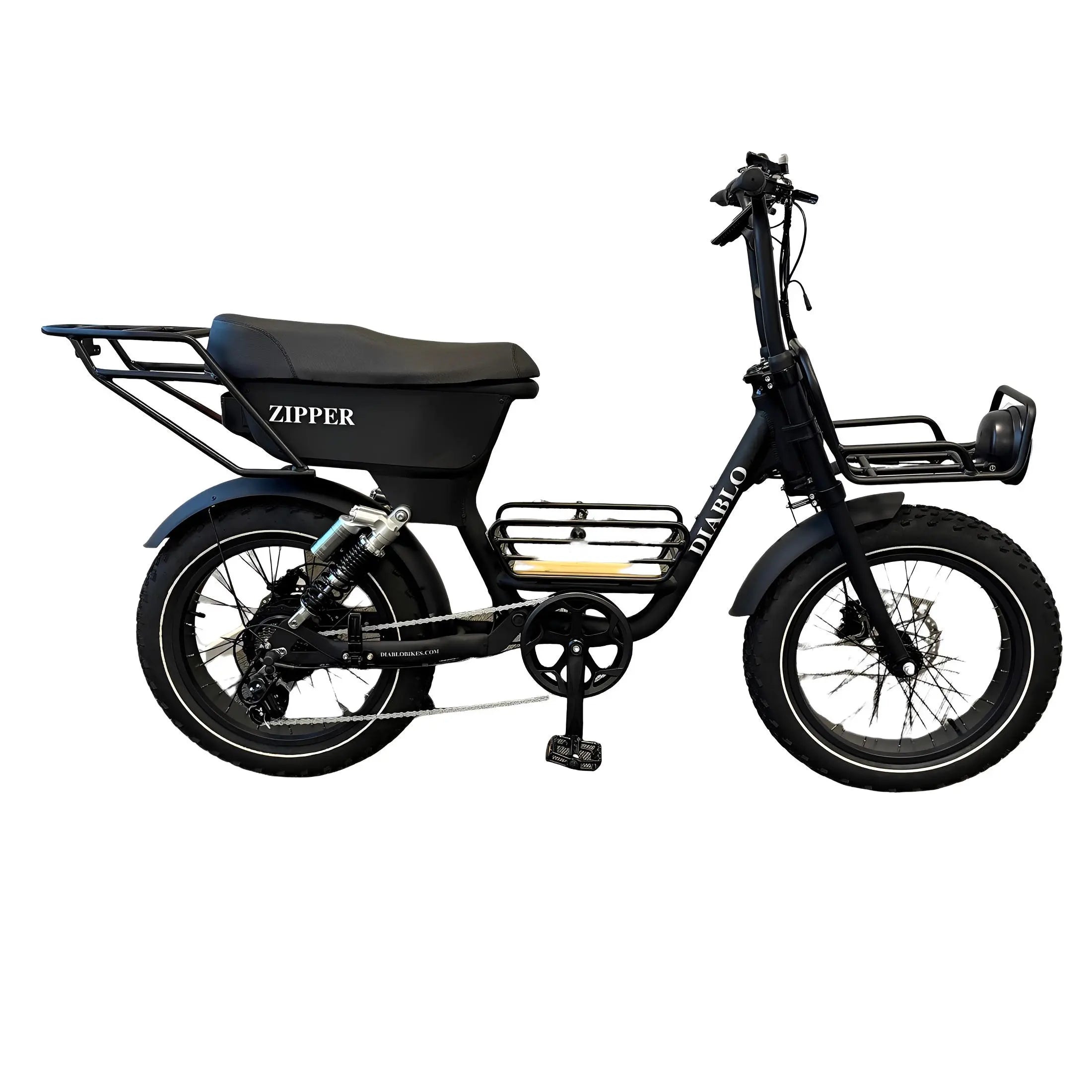 Diablo Zipper Fatbike 7SP Shimano Versnellingen en Achtervering - Mat zwart - AE-trading