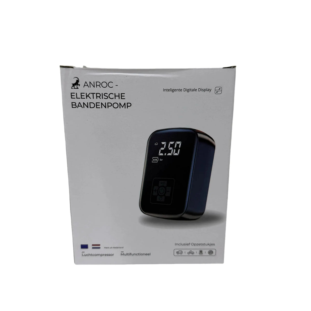 Elektrische bandenpomp - Anroc - 4 opzetstukken- 6400 MAH - AE-trading