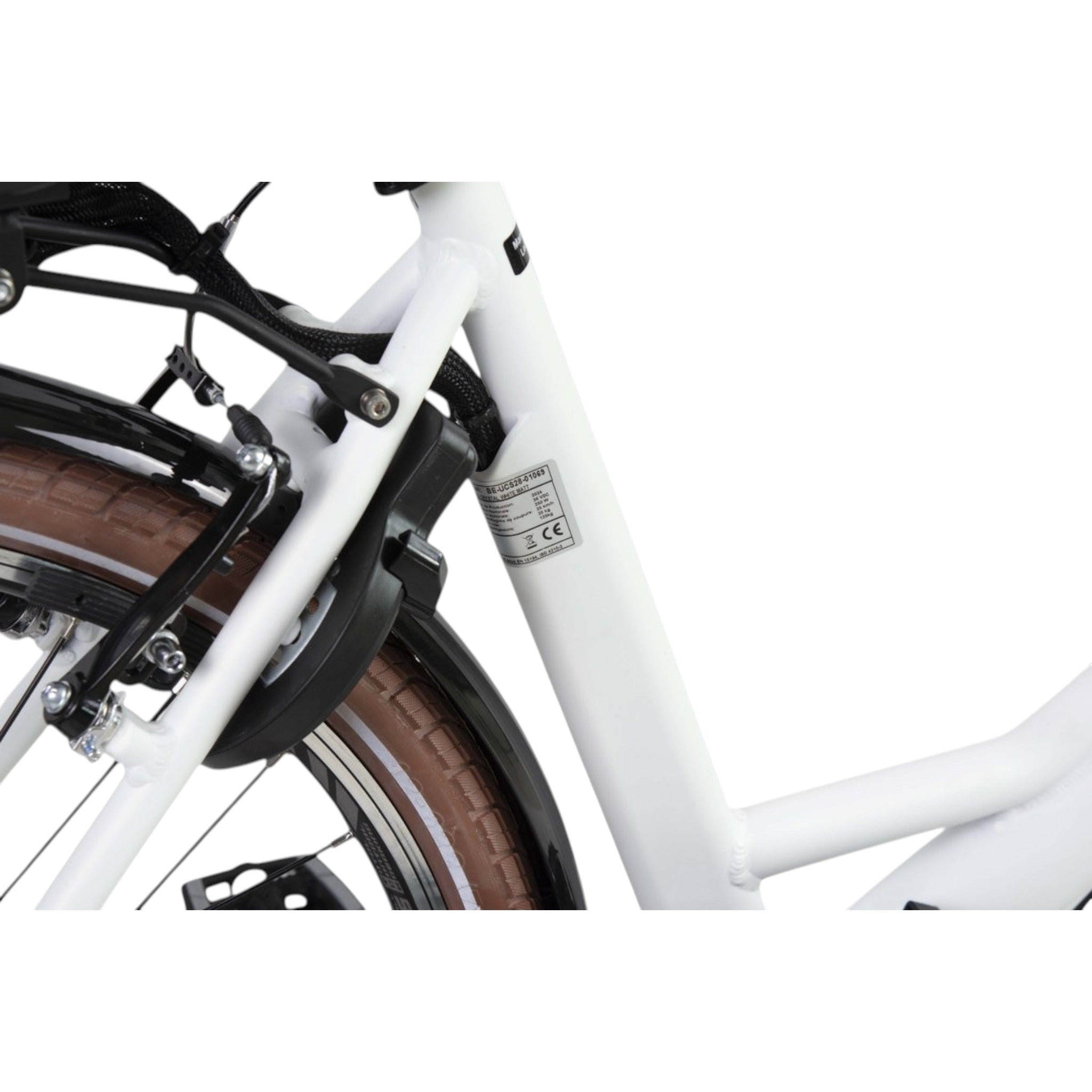 Eluxo E-Voltage City N8 - Elektrische Fiets - Mat Wit - 28 inch - Accu 468Wh - 250W Bewo Middenmotor - Shimano Revoshifter 8 Versnellingen - V-Brake Remmen