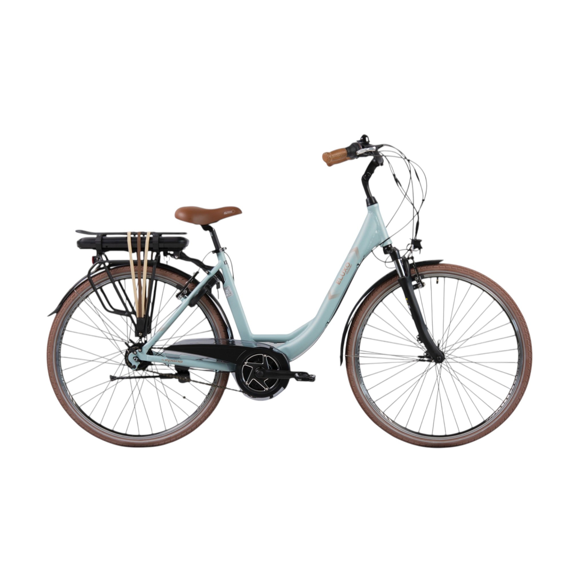 Eluxo E-Voltage City N8 - Elektrische Fiets - Zeeblauw - 28 inch - Accu 468Wh - 250W Bewo Middenmotor - Shimano Revoshifter 8 Versnellingen - V-Brake Remmen