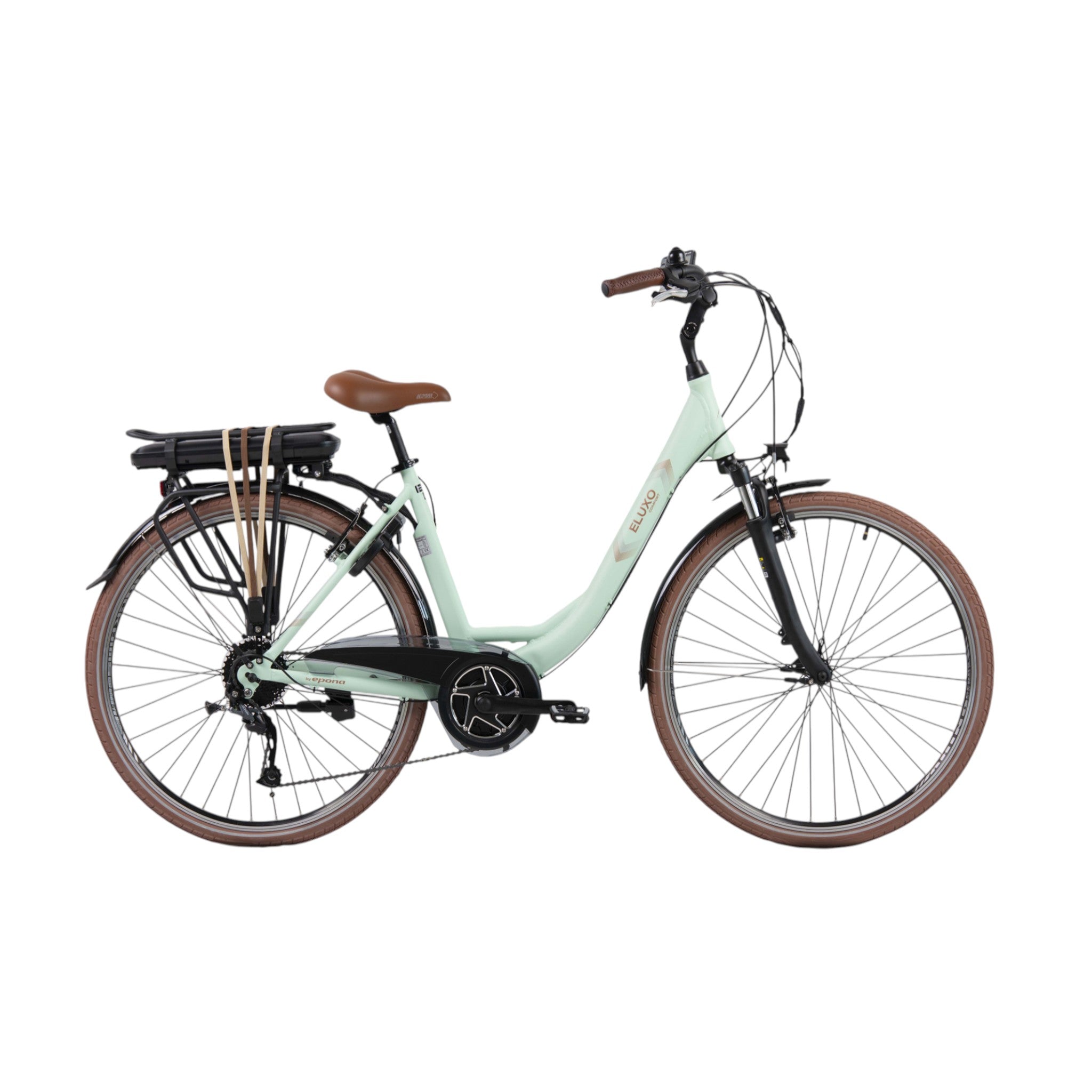 Eluxo E-Voltage D9 - Elektrische Fiets - Mintgroen - 28 inch - Accu 468Wh - 250W Bewo Middenmotor - Shimano Altus 9 Versnellingen - V-Brake Remmen