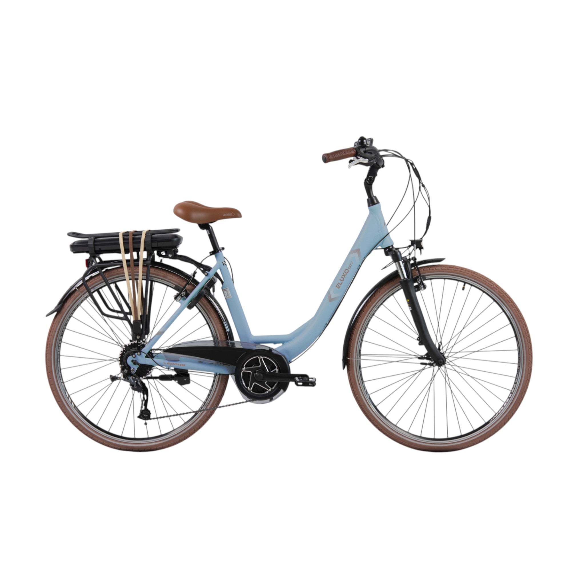 Eluxo E-Voltage D9 - Elektrische Fiets - Pastelblauw - 28 inch - Accu 468Wh - 250W Bewo Middenmotor - Shimano Altus 9 Versnellingen - V-Brake Remmen