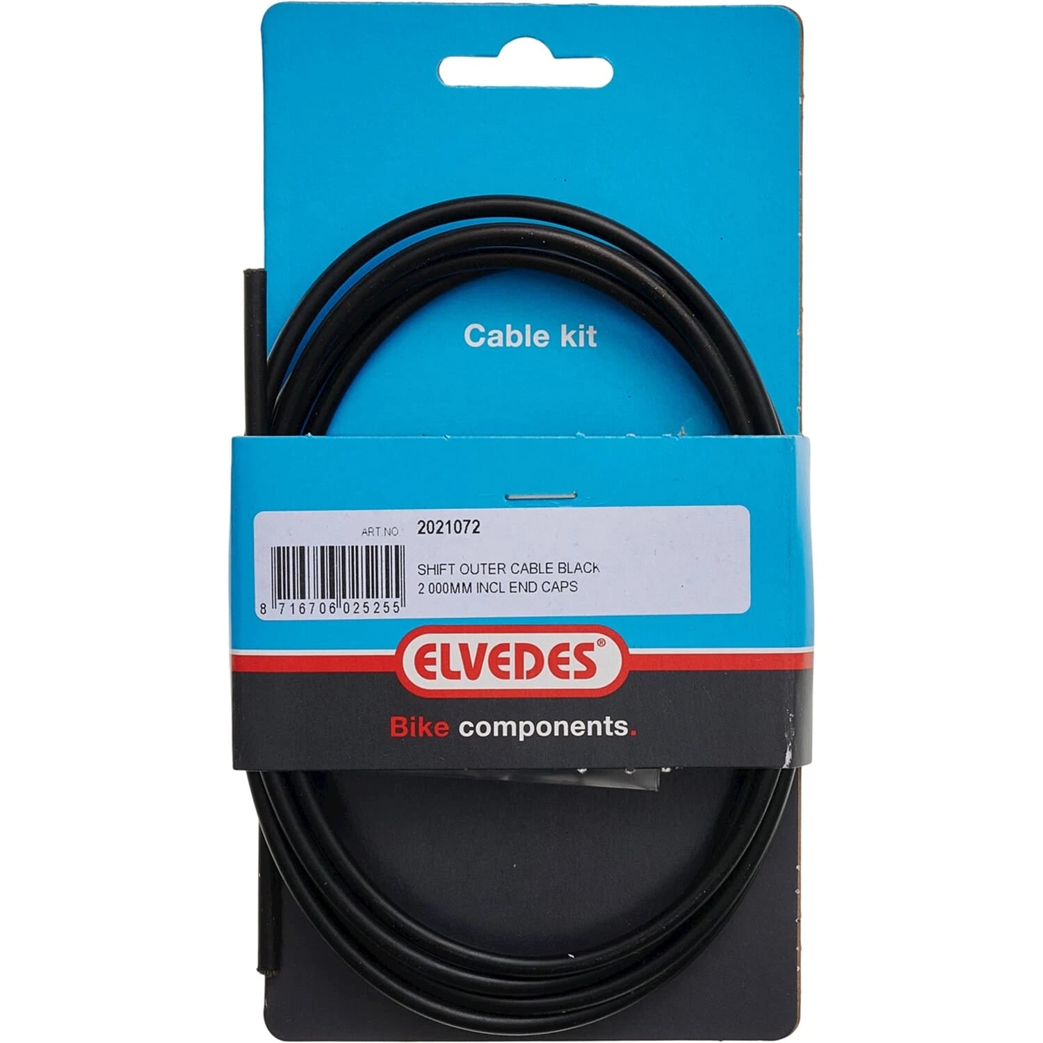 Elvedes schakel buitenkabel 2000mm incl. 2 ferrules zwart - AE-trading