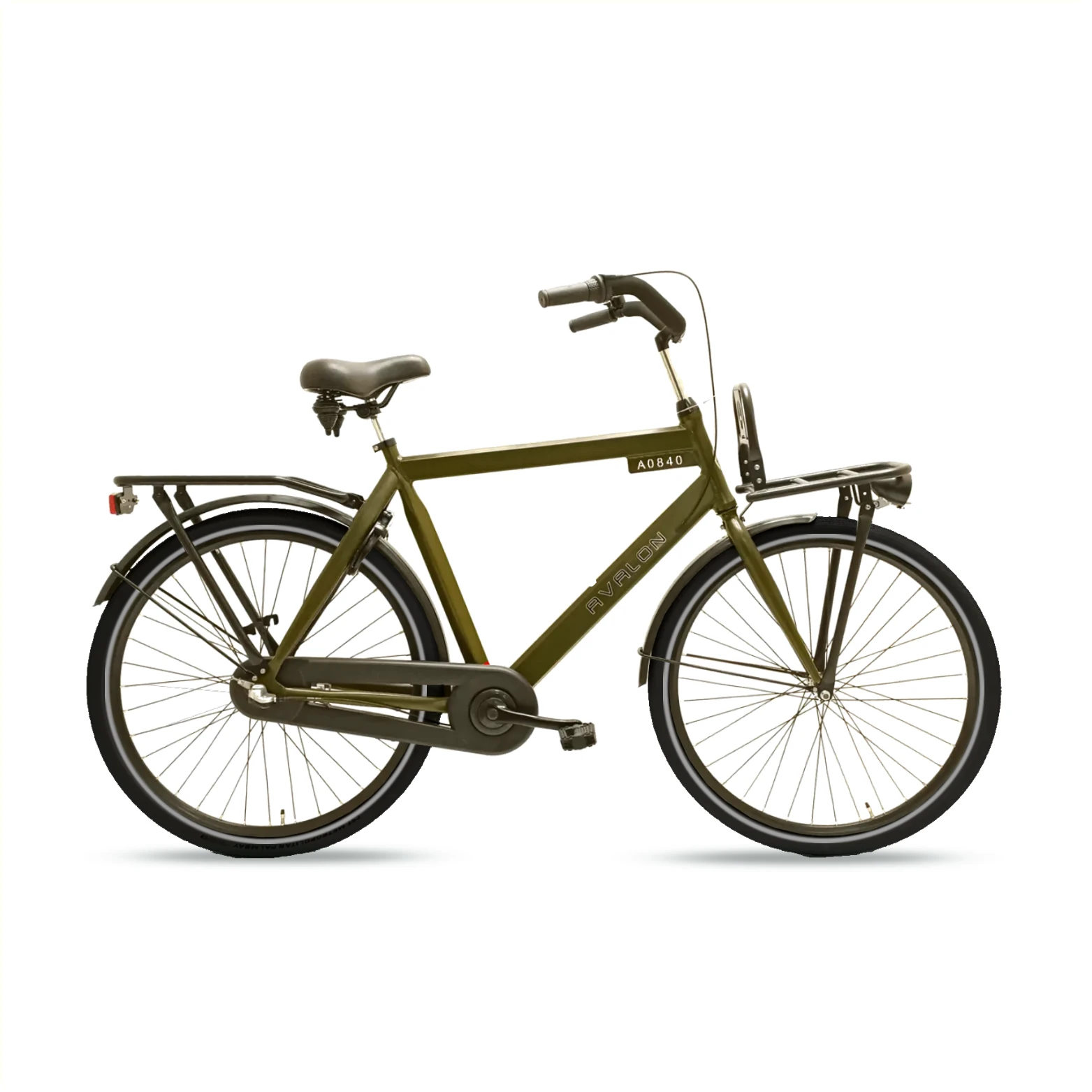 Avalon Style H58cm. Kleur: Mat legergroen. Uitvoering: Shimano R3/Remnaaf. Met oa: Aluminium frame, Rodi G13 velgen, zwarte G13 spaken, CST banden, Hesling xcero kettingkast, THUN trapas en crankstel, alu achterdrager, ART slot, inclusief voordrager, ... - AE-trading