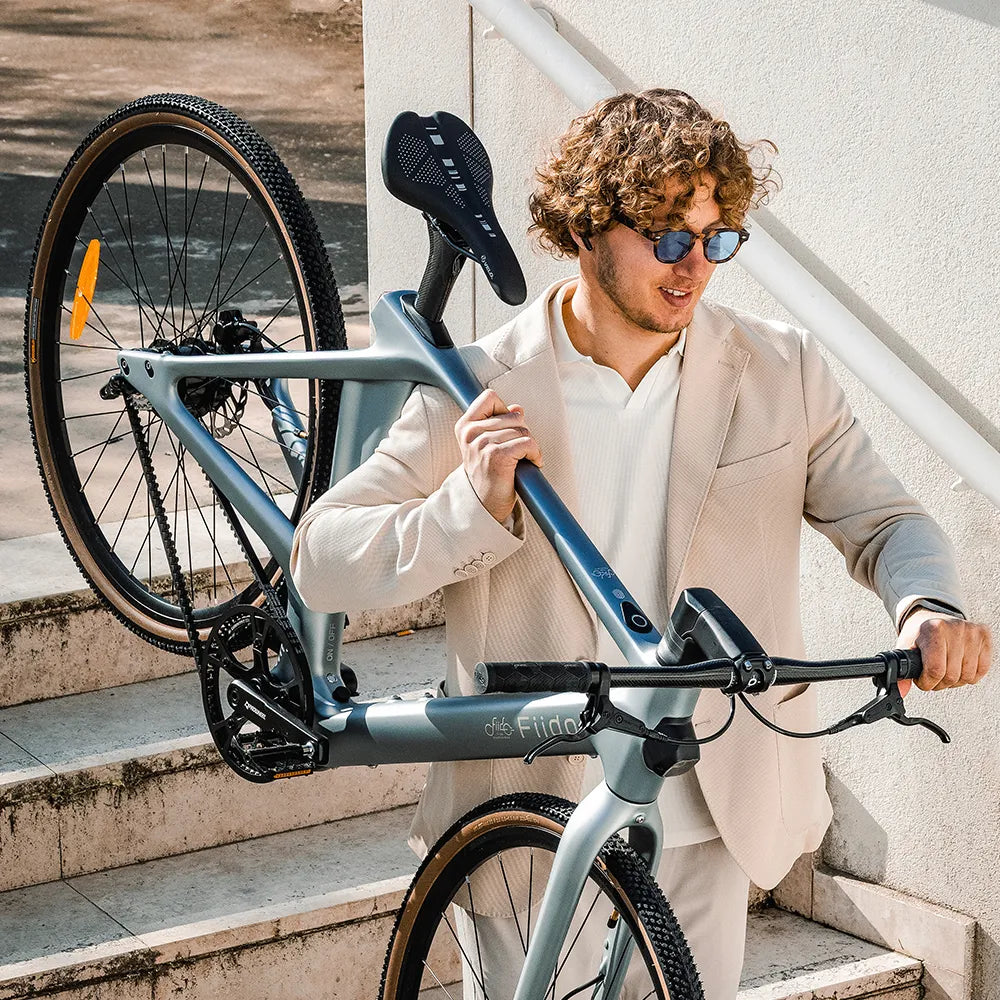 Fiido Air - Elektrische Stadsfiets - Zilver - 28 inch - L (170cm - 190cm) - Belt Drive - Accu 209Wh (36V) - 250W (35Nm) Mivice Motor - Hydraulische Remmen - AE-trading