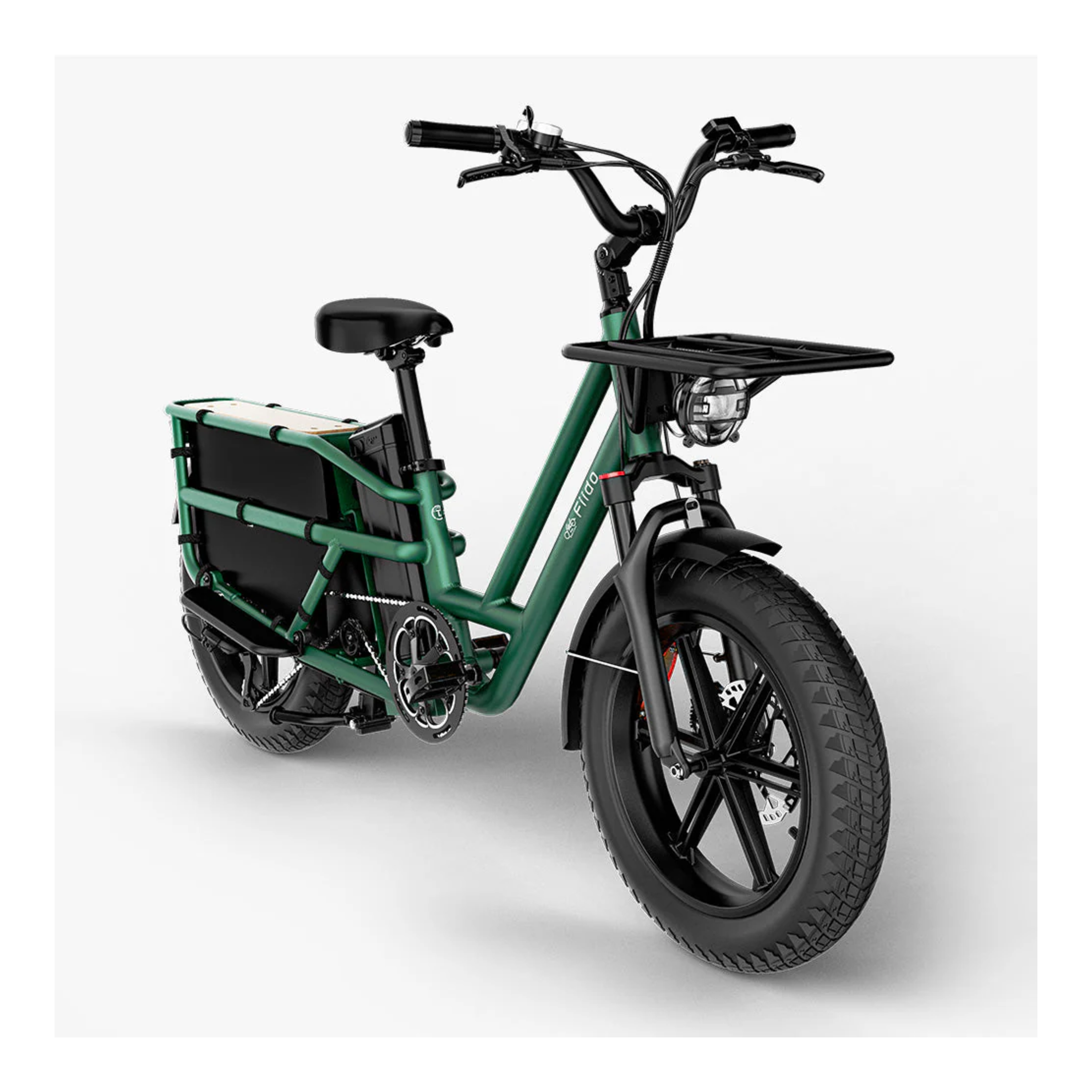 Fiido T2 2025 - Elektrische Longtail Bakfiets - Bosgroen - 20x4 inch - Accu 998.4Wh (48V) - 250 W (55Nm) Mivice Motor - Shimano 7 Versnellingen - Hydraulische Remmen - AE-trading