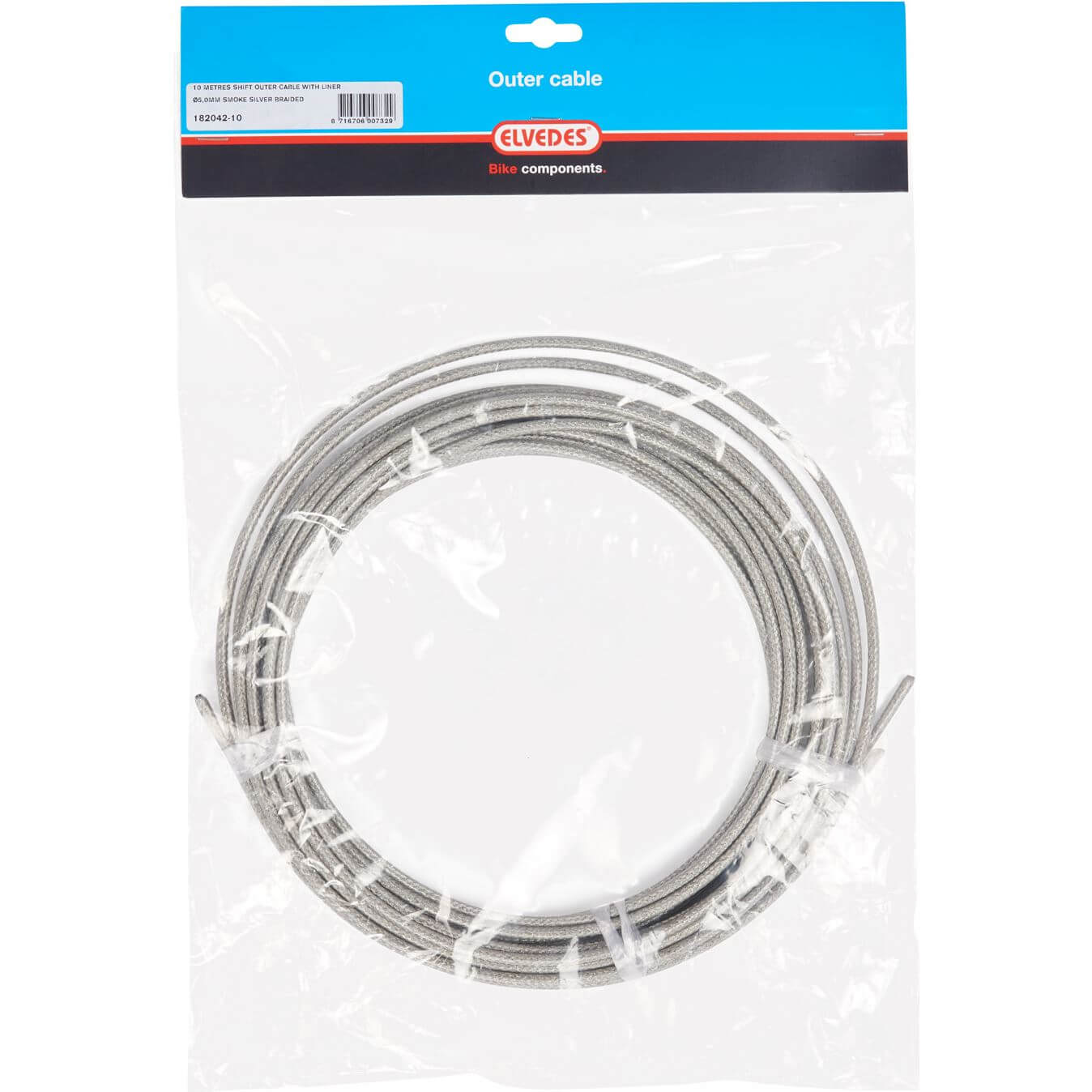 Elvedes rol schakel buitenkabel gevlochten smoke silver 10m - AE-trading
