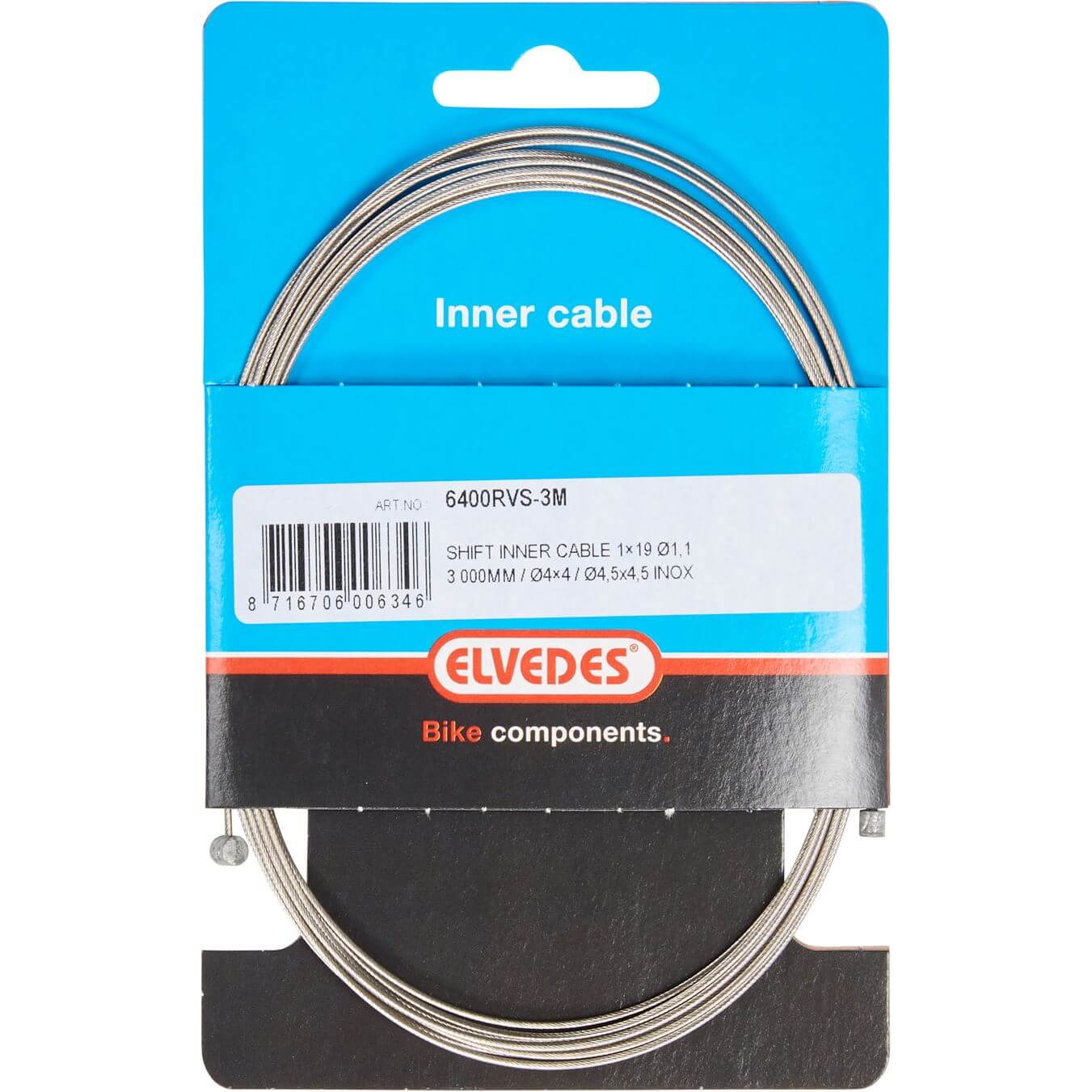 Elvedes schakel binnenkabel rvs 3m 2 nippels 4x4 en 4.5x4.5 - AE-trading