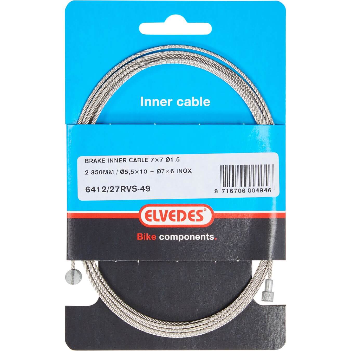 Elvedes rem binnenkabel rvs 49dr 2 nippels ton 7x6 peer 5.5 - AE-trading