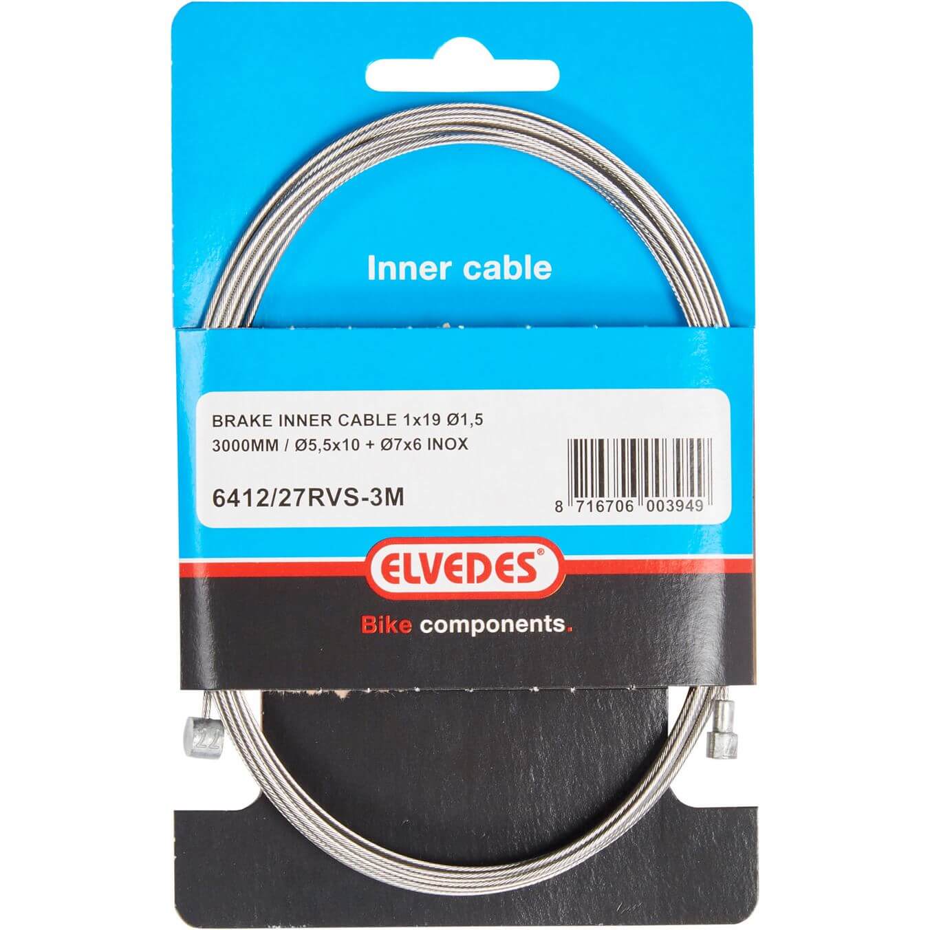 Elvedes rem binnenkabel rvs 3m 2 nippels ton 7x6 peer 5.5x1 - AE-trading