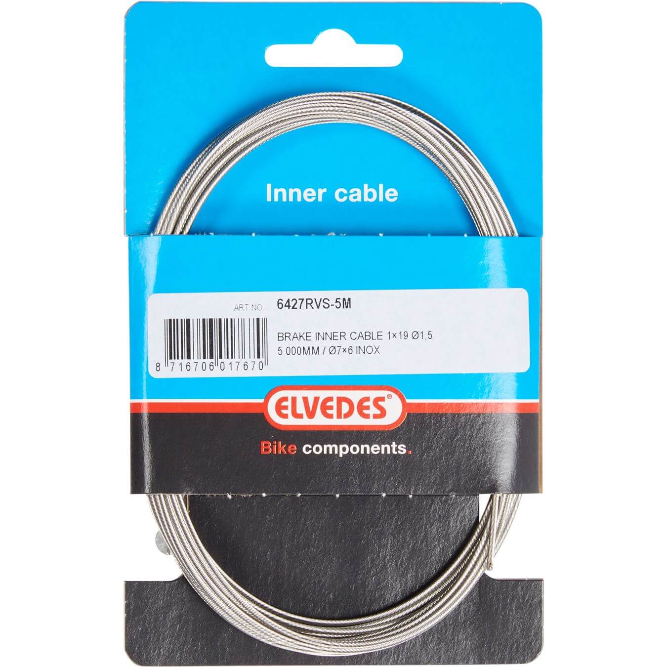 Elvedes rem binnenkabel rvs 5m nippel 7x6 - AE-trading