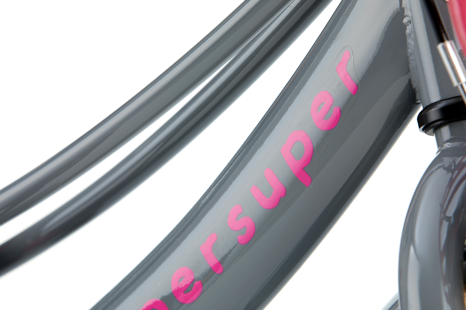 SuperSuper Lola 14 Kinderfiets Gray-Pink (Grijs-Roze) – Modieuze Kinderfiets met Stevige Remmen en Comfortabel Zadel - AE-trading