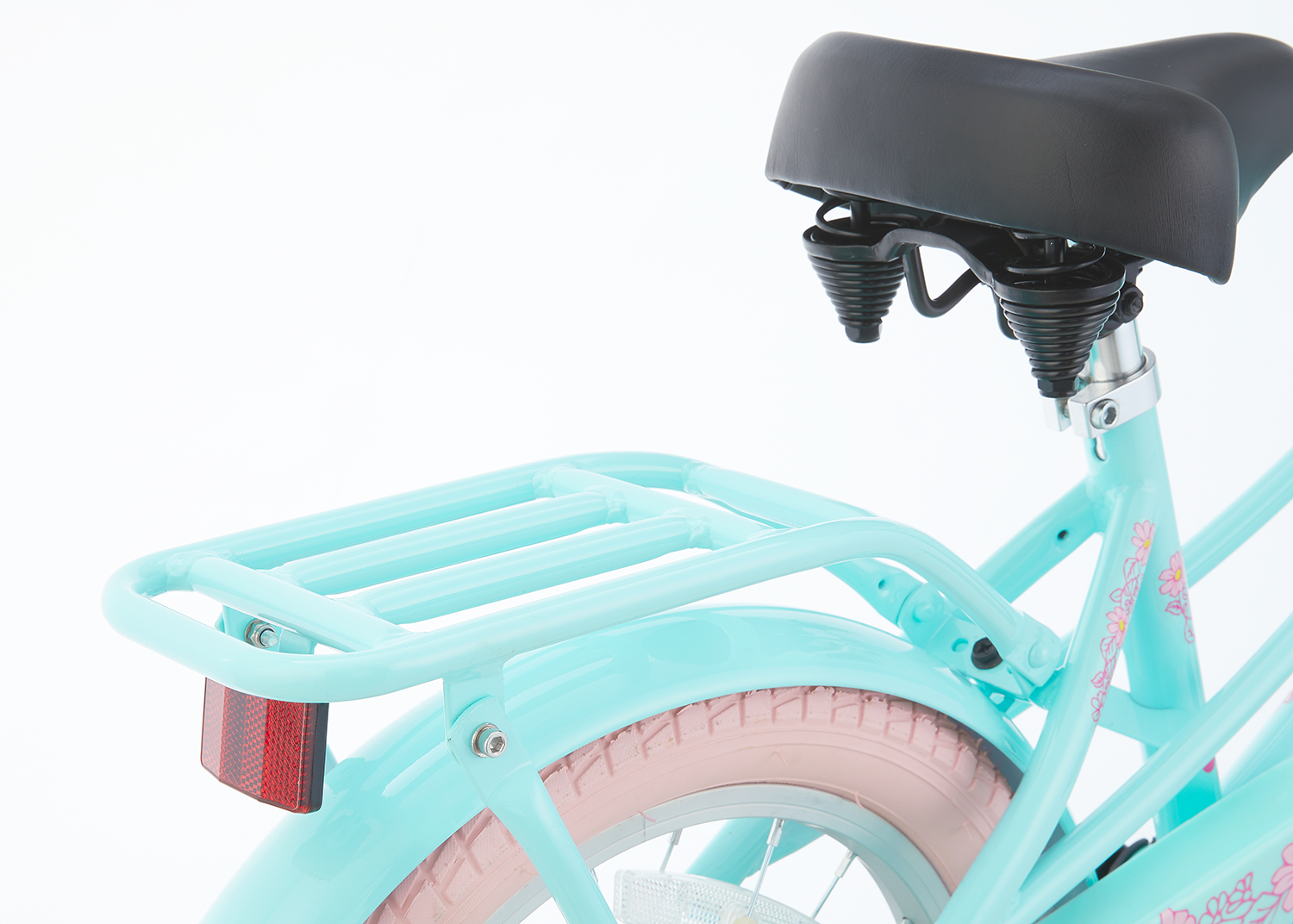 SuperSuper Lola 16 Kinderfiets Mint Roze – Comfortabele & Stijlvolle Kinderfiets met Veilig Aluminium Frame en Veiligheidshandvatten - AE-trading