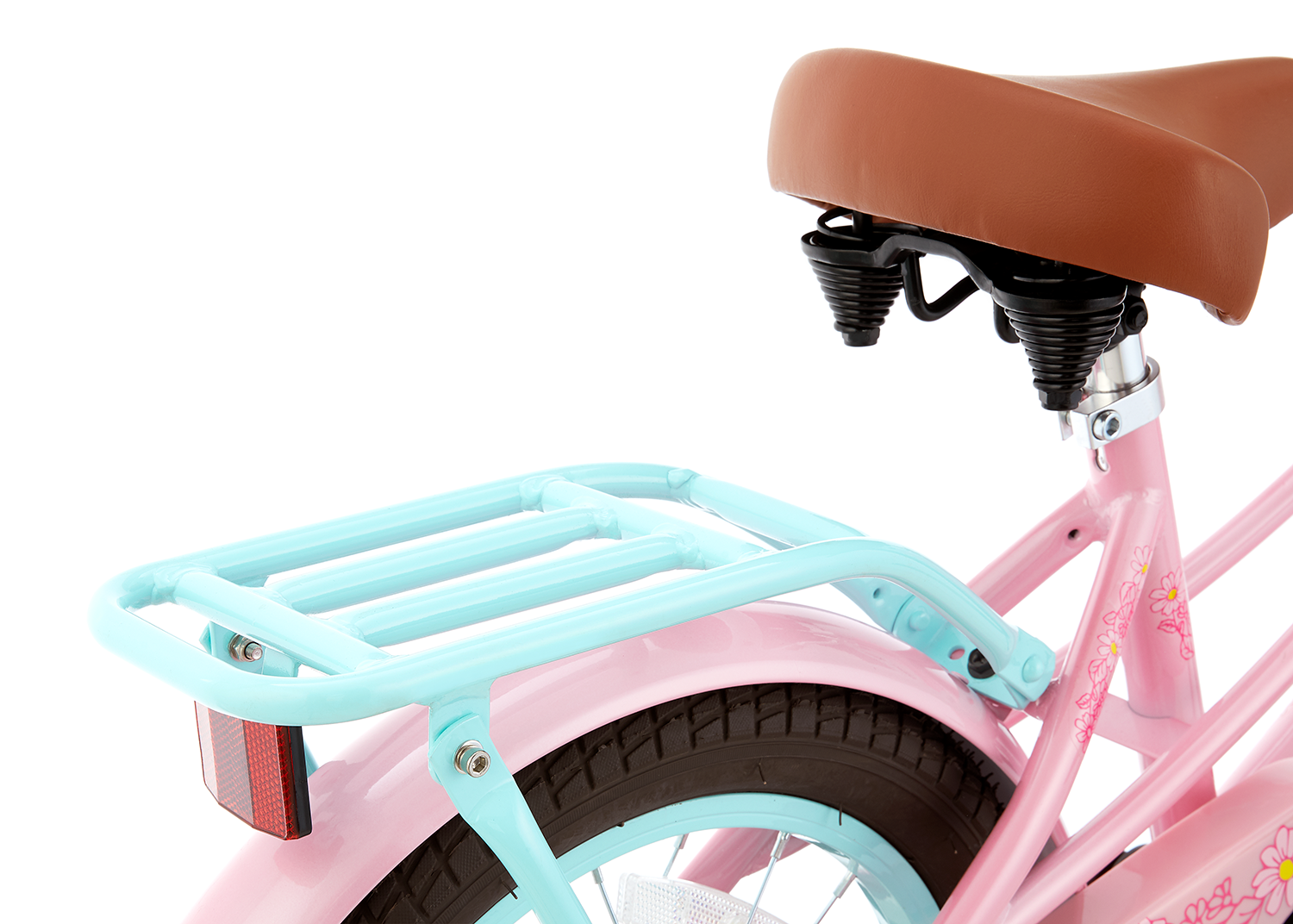 SuperSuper Lola 16 Kinderfiets Roze-Turquoise – Vrolijke & Lichtgewicht Meisjesfiets met Stevige Remmen en Comfortabel Zadel - AE-trading