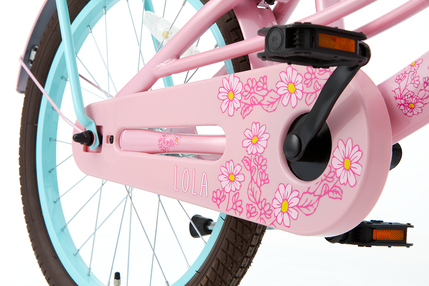 SuperSuper Lola 20 Kinderfiets Roze-Turquoise – Vrolijke Meisjesfiets met Comfortabel Zadel en Stevige Remmen voor Veilige Rit - AE-trading