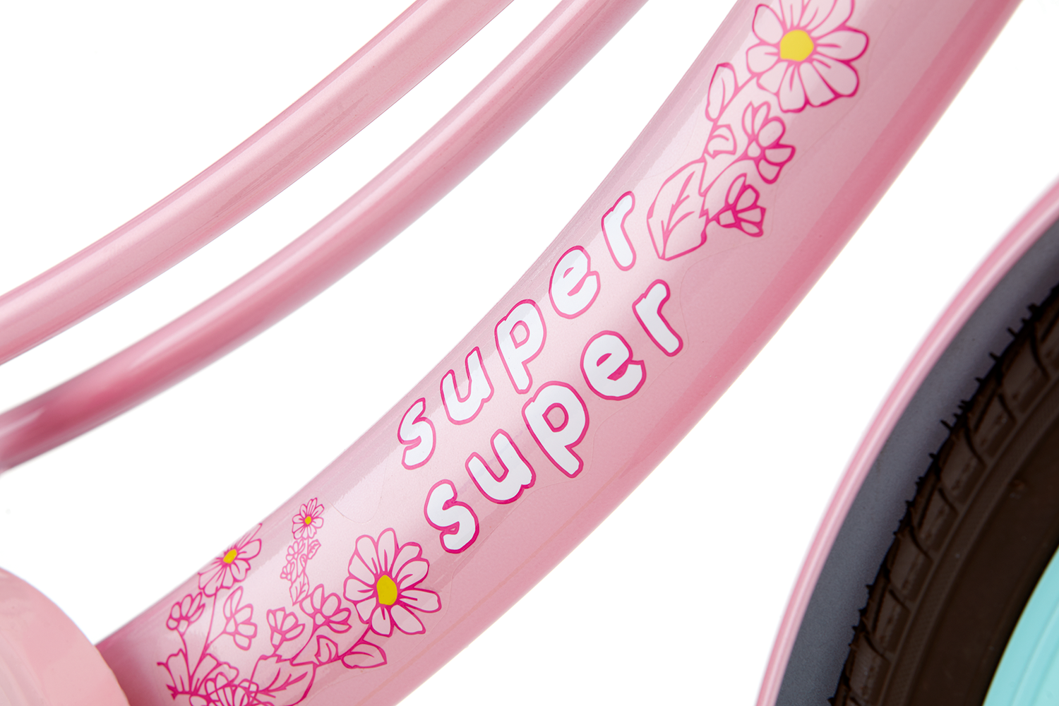 SuperSuper Lola 20 Kinderfiets Roze-Turquoise – Vrolijke Meisjesfiets met Comfortabel Zadel en Stevige Remmen voor Veilige Rit - AE-trading