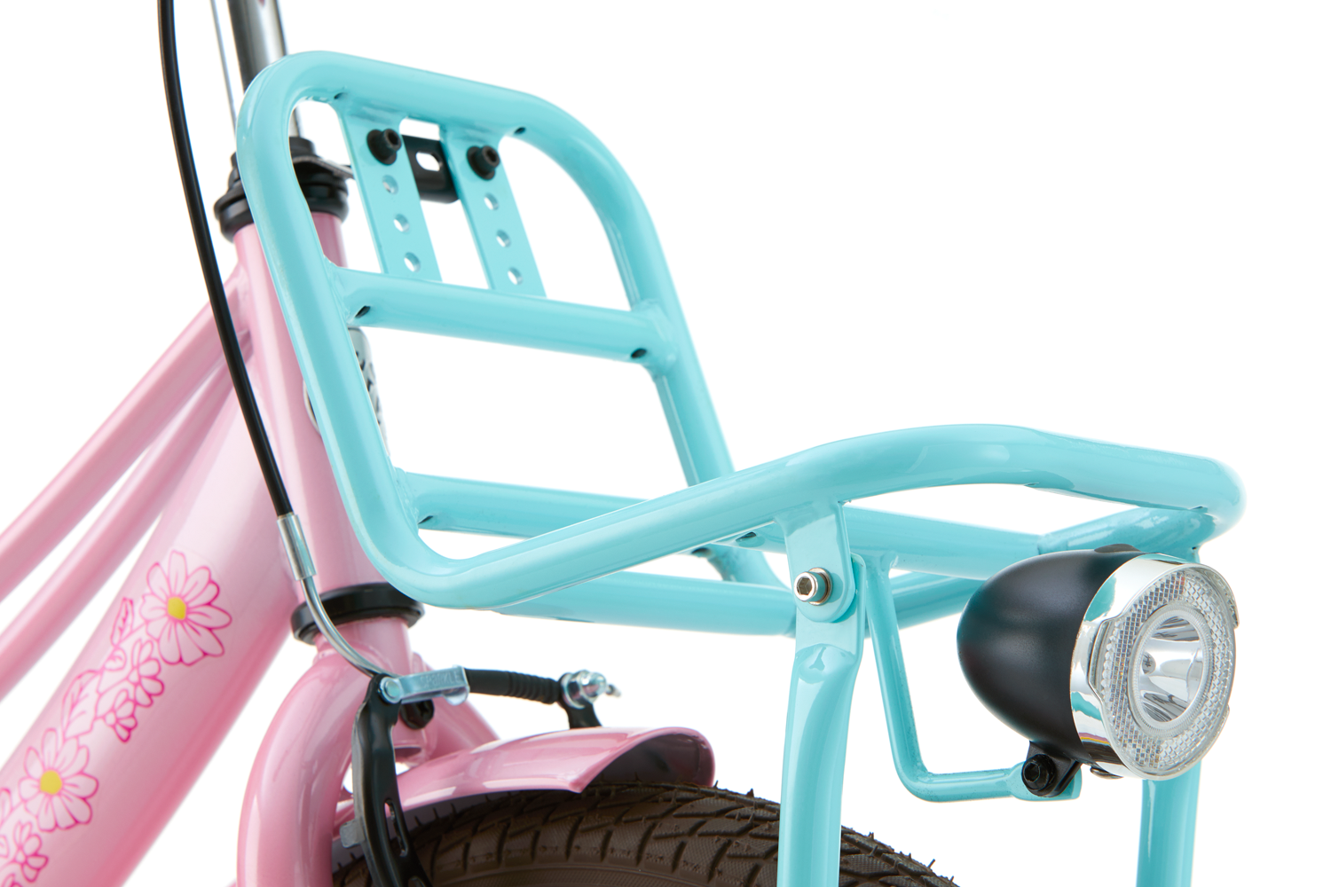 SuperSuper Lola 20 Kinderfiets Roze-Turquoise – Vrolijke Meisjesfiets met Comfortabel Zadel en Stevige Remmen voor Veilige Rit - AE-trading
