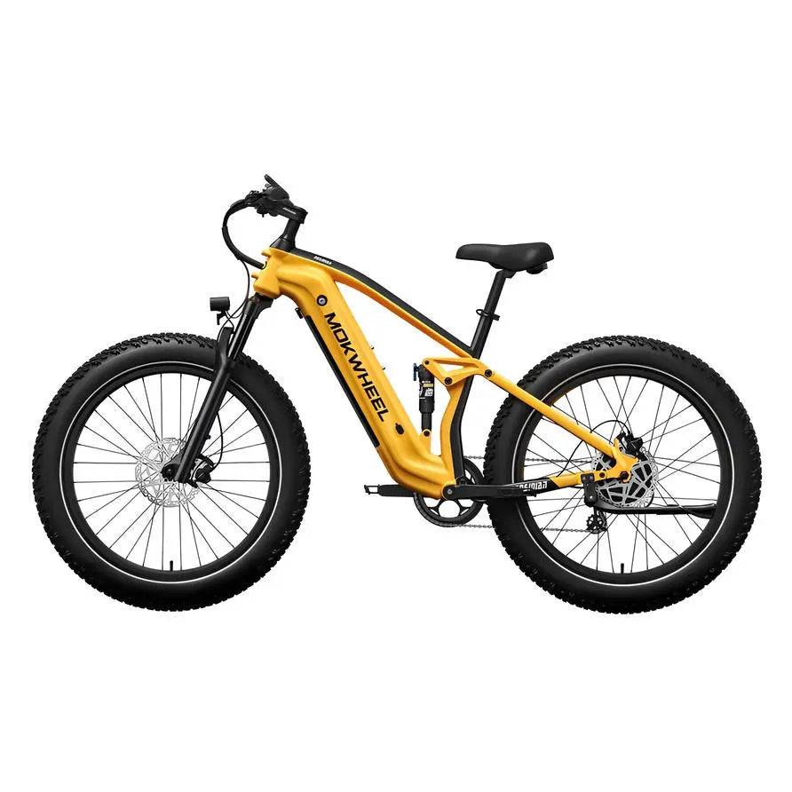 Mokwheel Obsidian Mountainbike Fatbike – Zwart/Geel – 940Wh - AE-trading