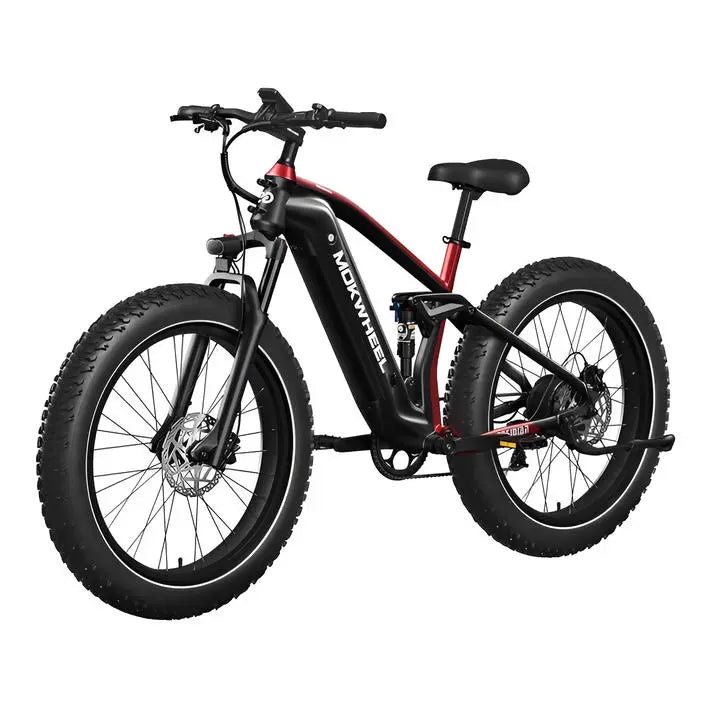 Mokwheel Obsidian Mountainbike Fatbike – Zwart/Rood – 940Wh - AE-trading