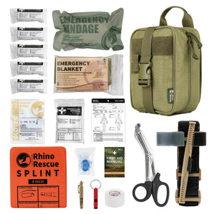 Noodpakket - Rhino EHBO Survival Kit: IFAK Pouch met 20 EMT-items voor Noodgevallen - AE-trading